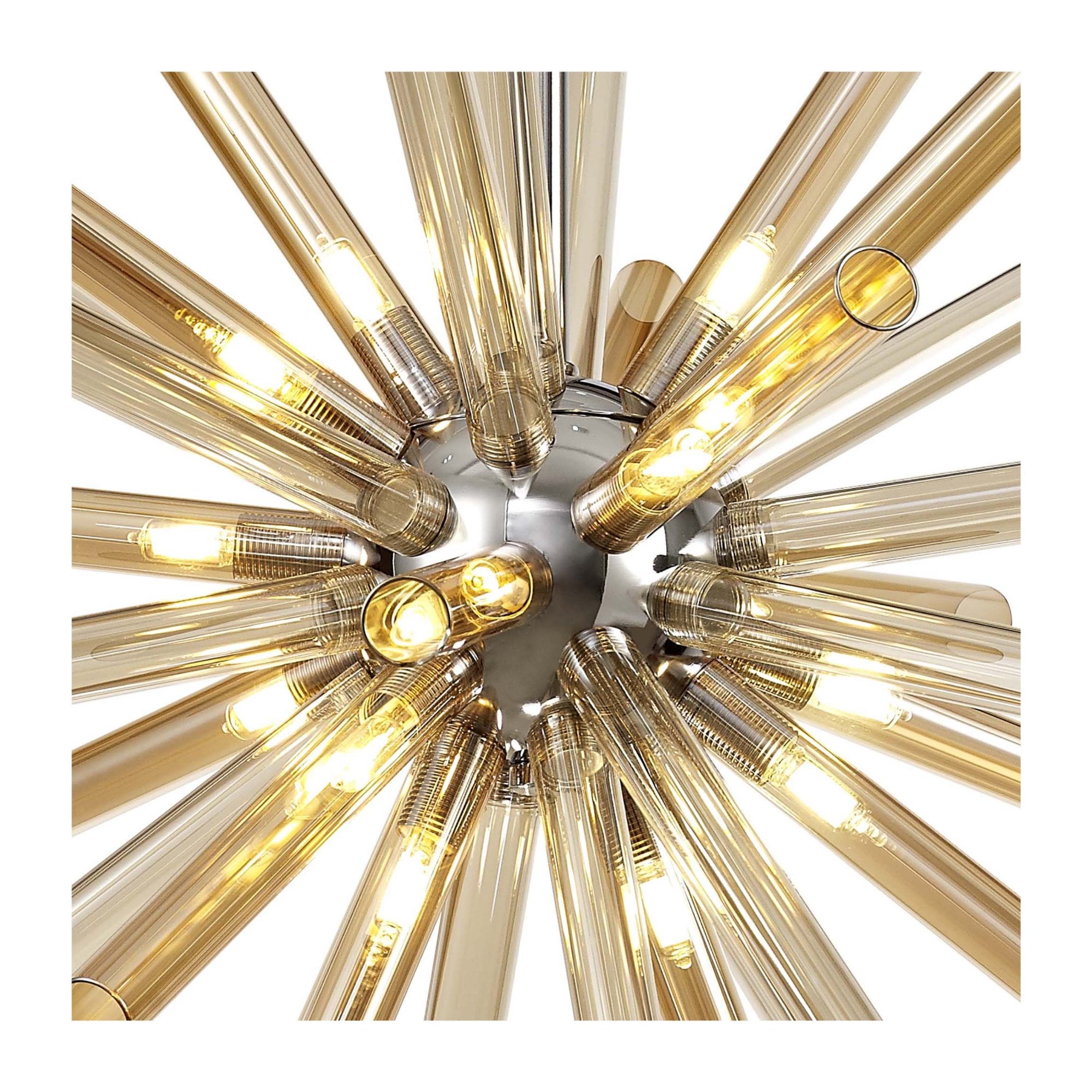 Fabula Chelmsford 16 Light Pendant - Polished Chrome, Amber & Champagne Glass