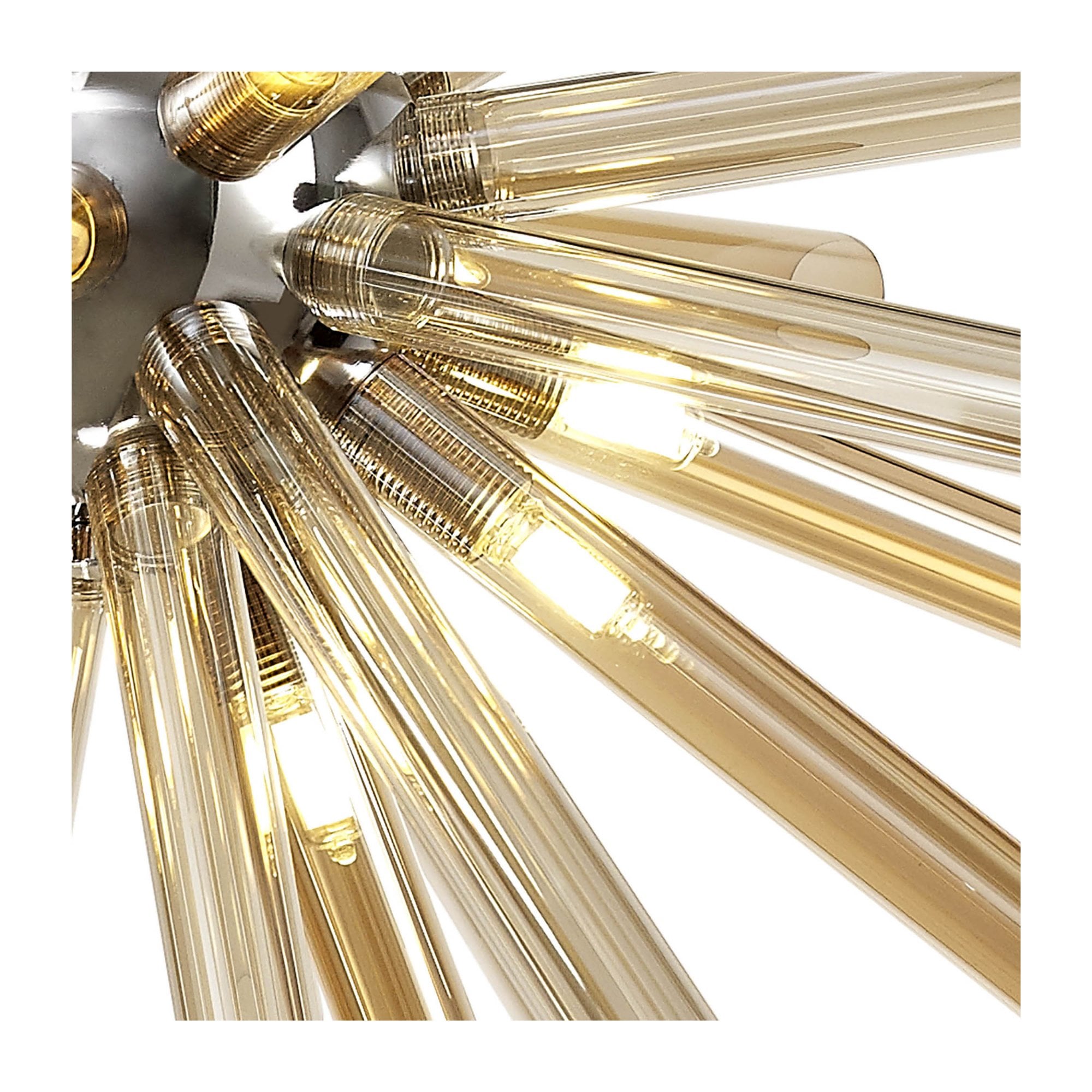 Fabula Chelmsford 16 Light Pendant - Polished Chrome, Amber & Champagne Glass