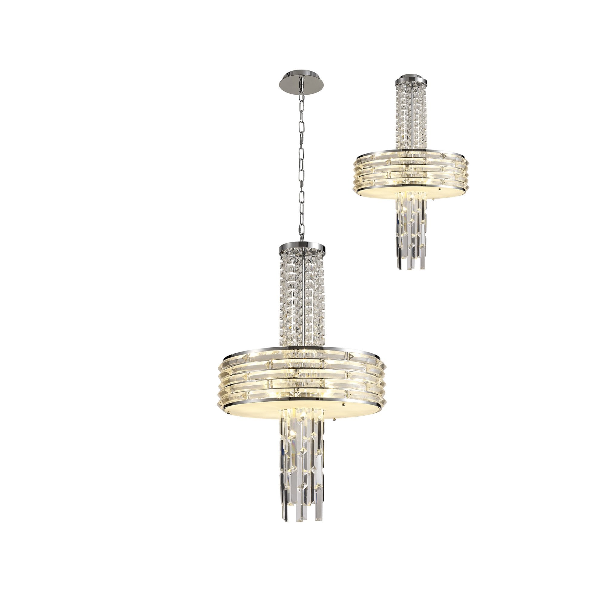 Fabula Jubilee 7 Light Pendant/Semi-Flush Light - Polished Chrome & Crystal