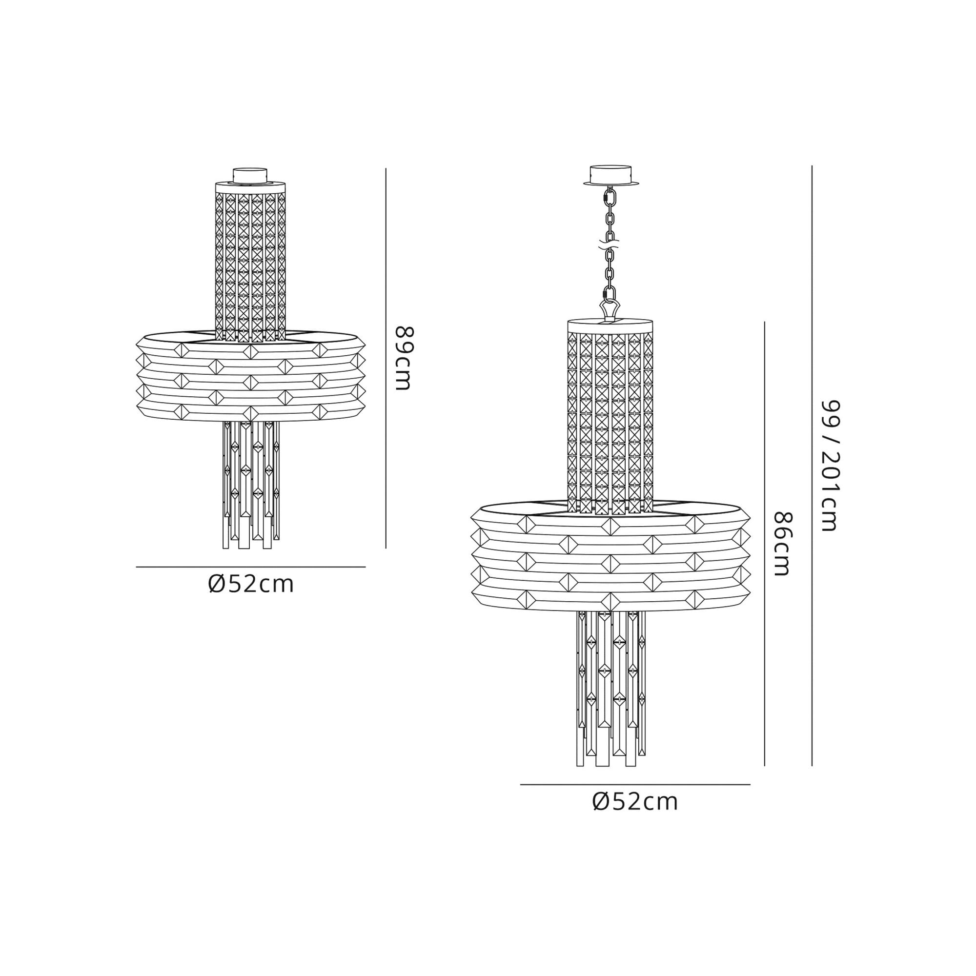 Fabula Jubilee 7 Light Pendant/Semi-Flush Light - Polished Chrome & Crystal