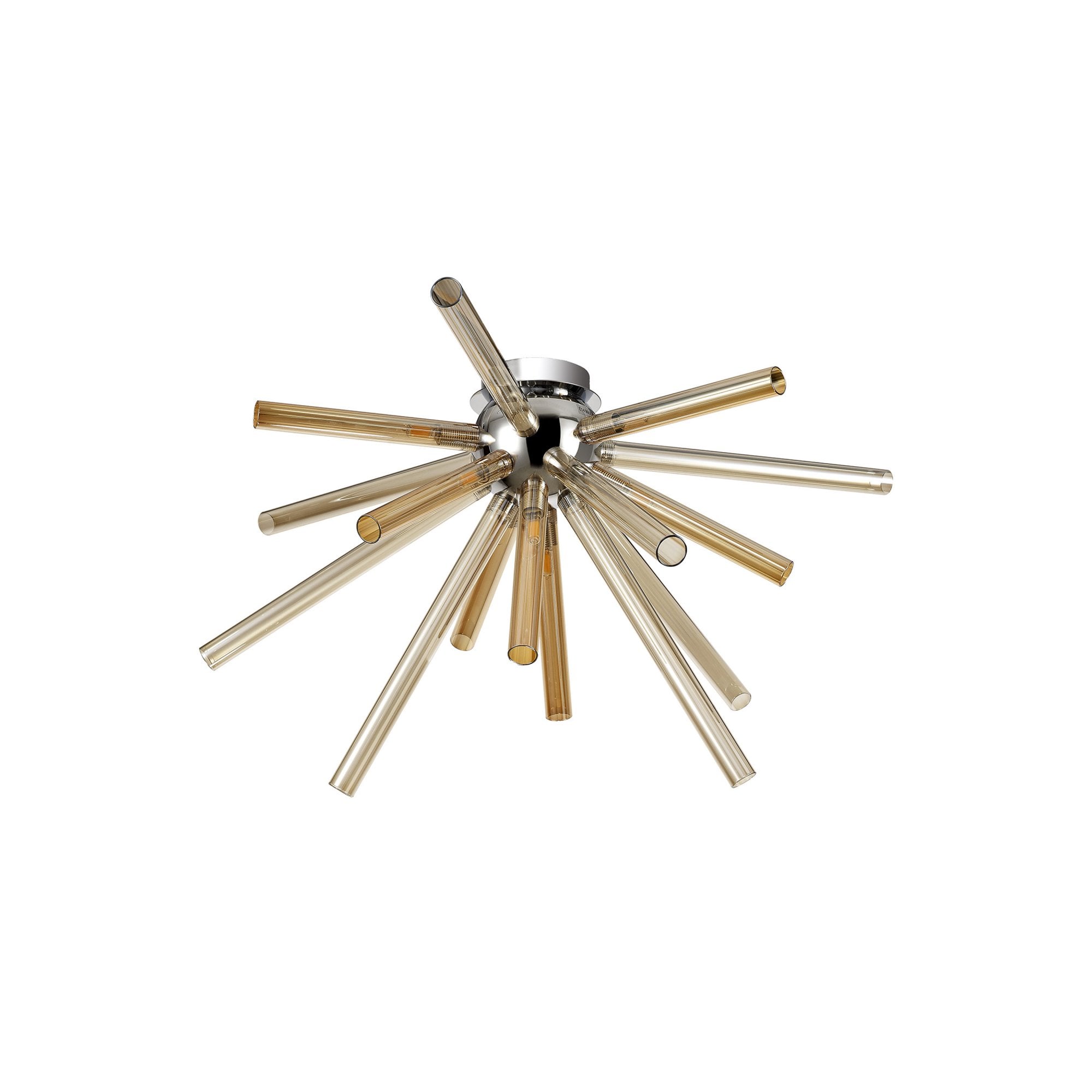 Fabula Chelmsford 8 Light Semi-Flush Light - Polished Chrome, Amber & Champagne Glass