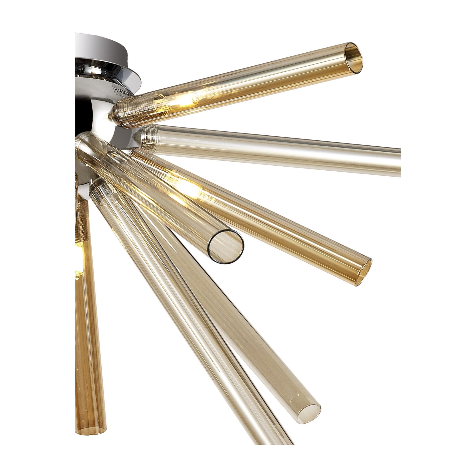 Fabula Chelmsford 8 Light Semi-Flush Light - Polished Chrome, Amber & Champagne Glass