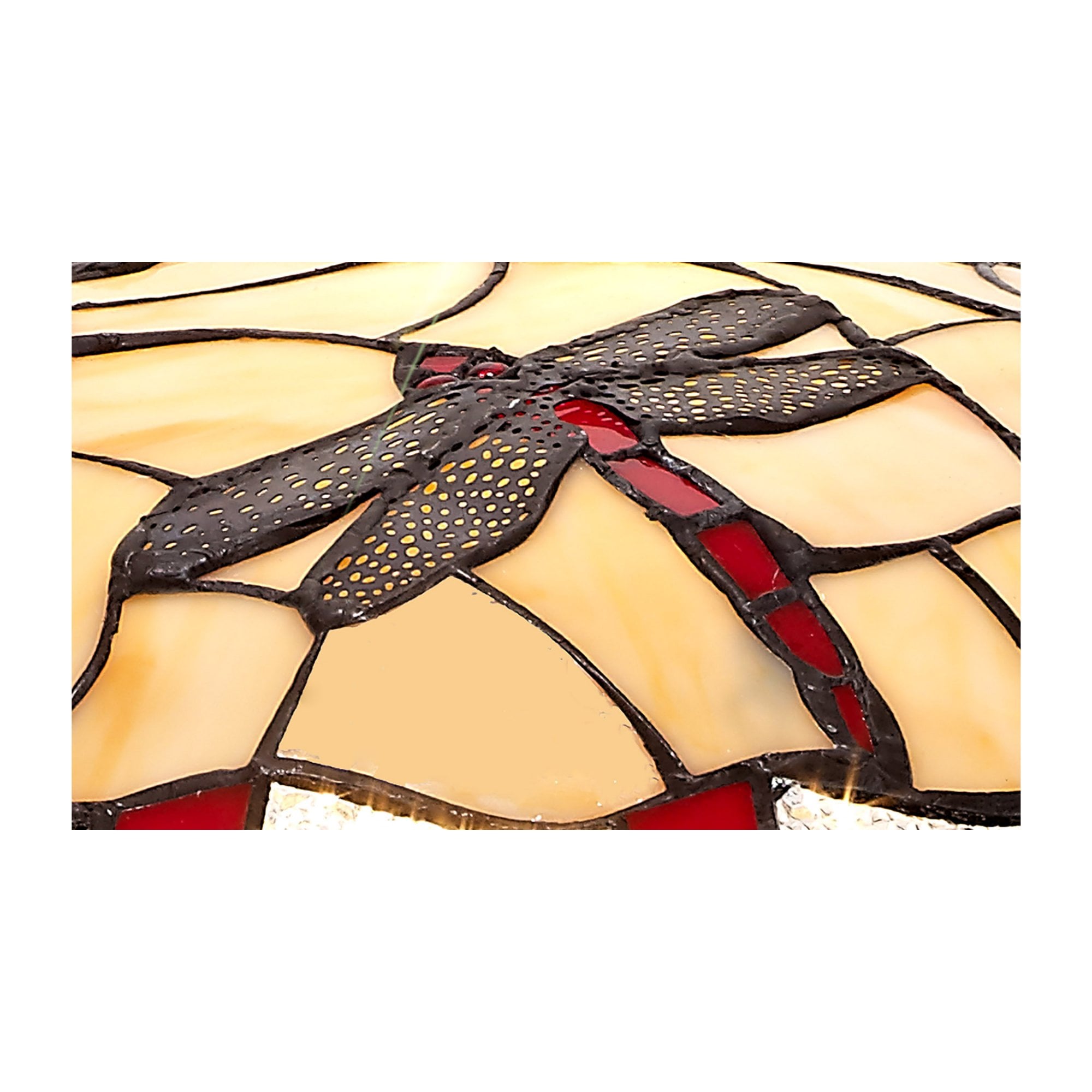 Fabula Mannock 35cm Tiffany Uplighter Shade - Red & Cream - Shade Only