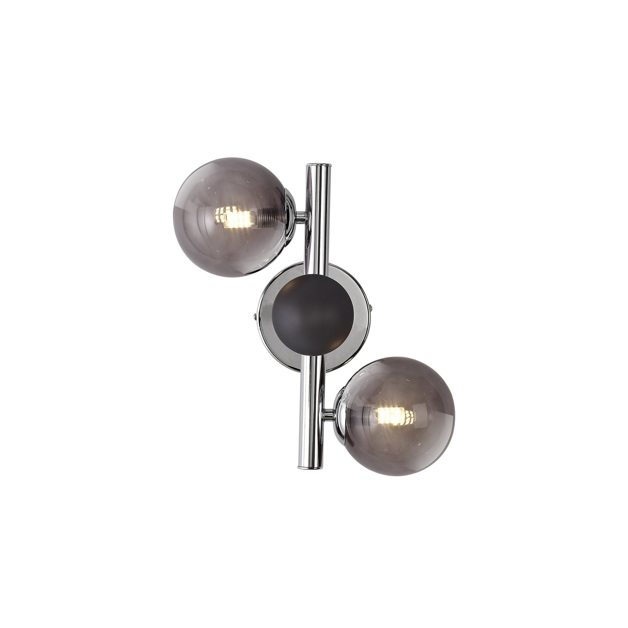 Fabula Roding 2 Light Wall Lamp - Polished Chrome & Smoked Glass