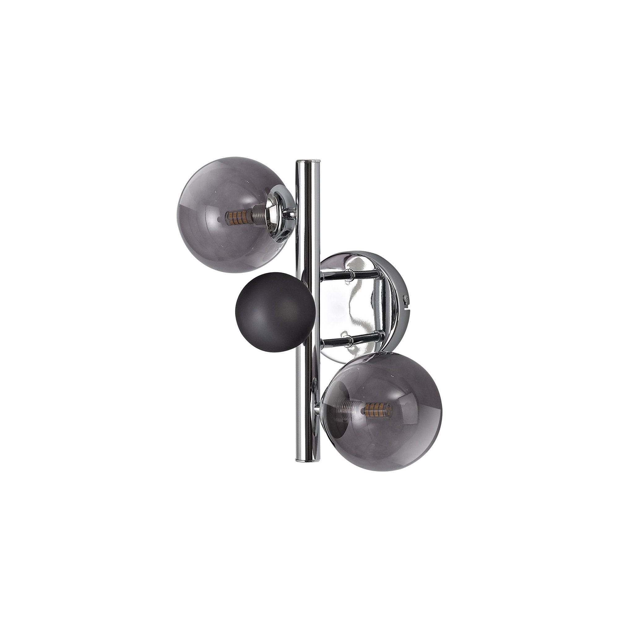 Fabula Roding 2 Light Wall Lamp - Polished Chrome & Smoked Glass