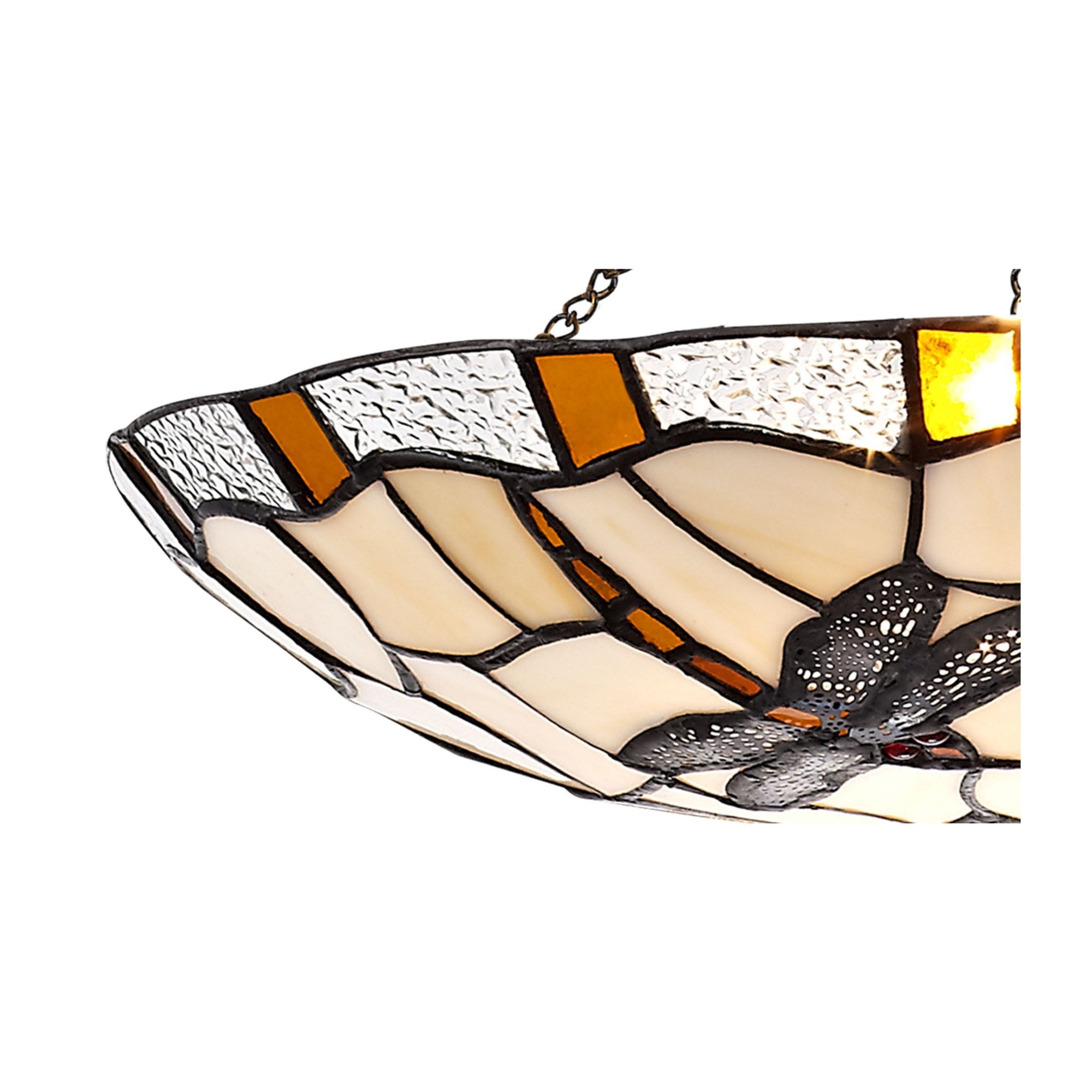 Fabula Mannock 35cm Tiffany Uplighter Shade - Amber & Cream - Shade Only