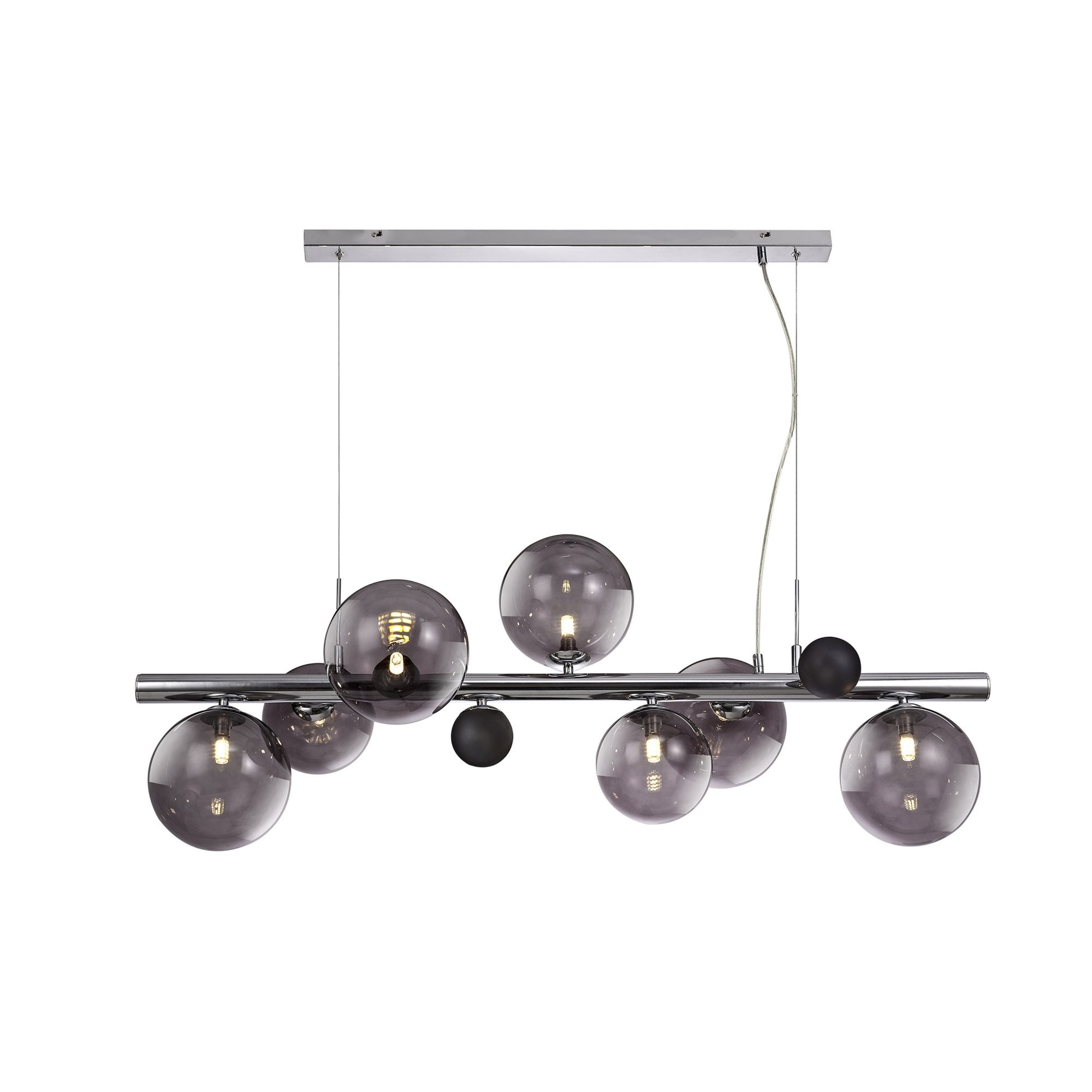Fabula Roding 7 Light Linear Pendant - Polished Chrome & Smoked Glass