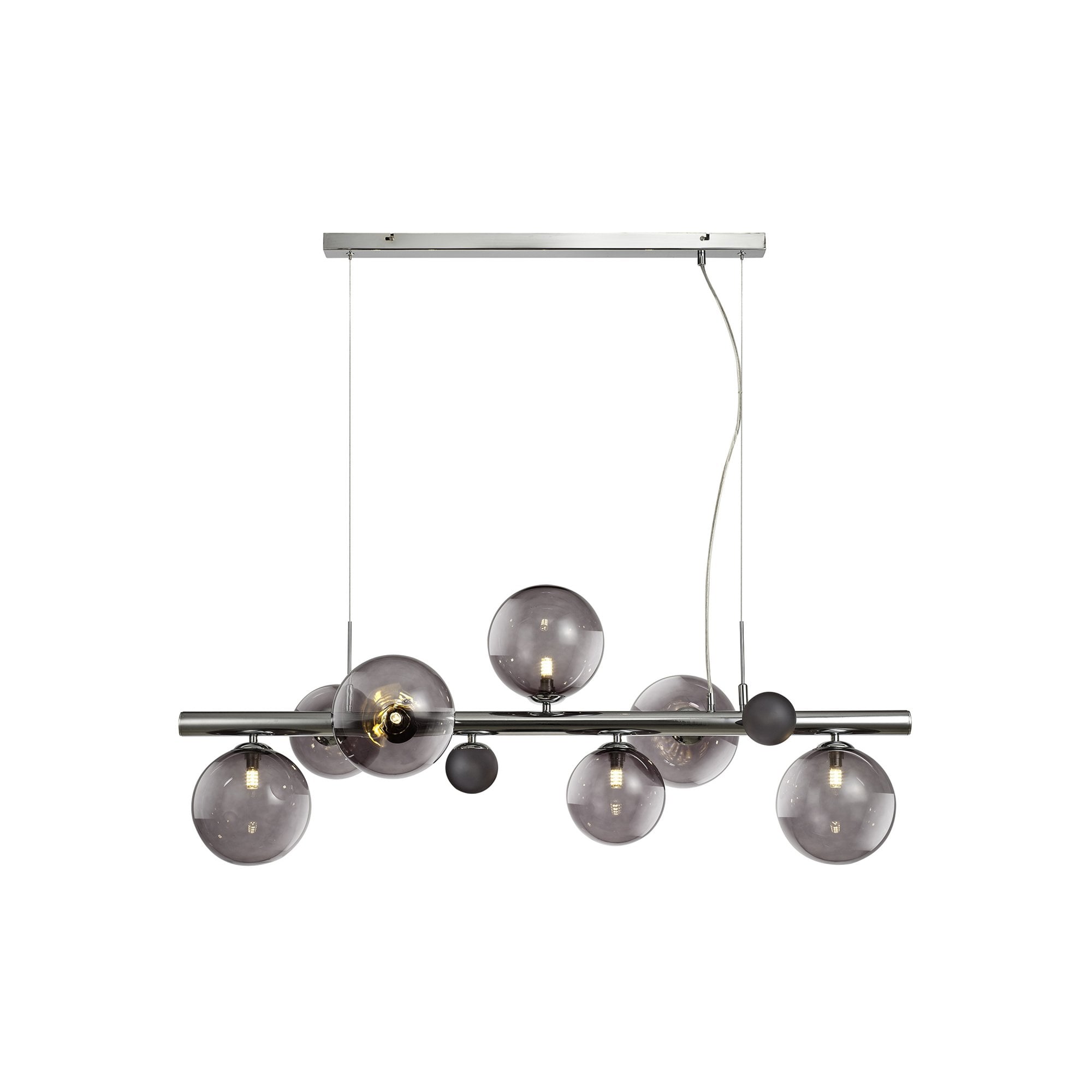 Fabula Roding 7 Light Linear Pendant - Polished Chrome & Smoked Glass