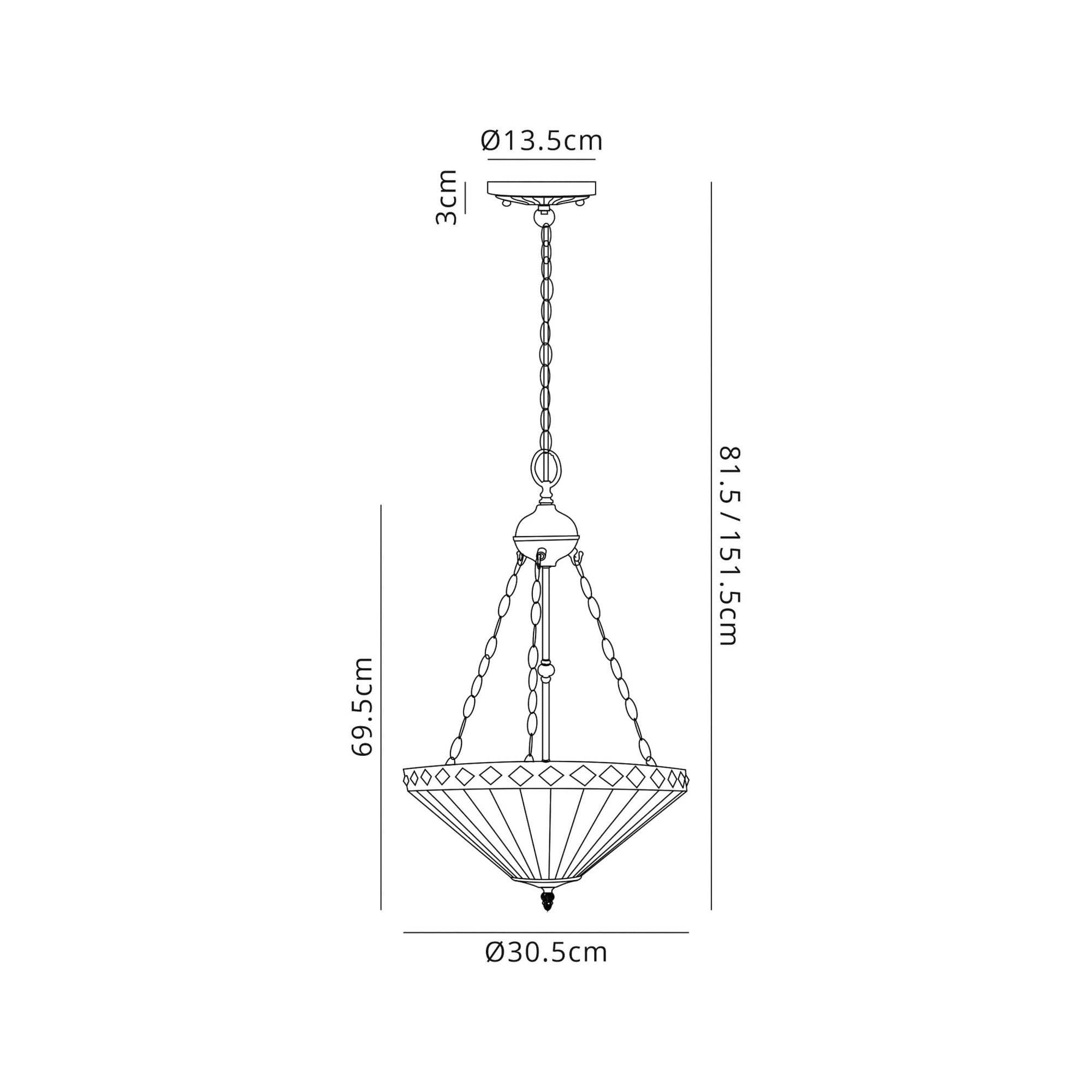 Fabula Westall 2 Light Uplighter Pendant - 30cm Tiffany Shade - Amber & Cream