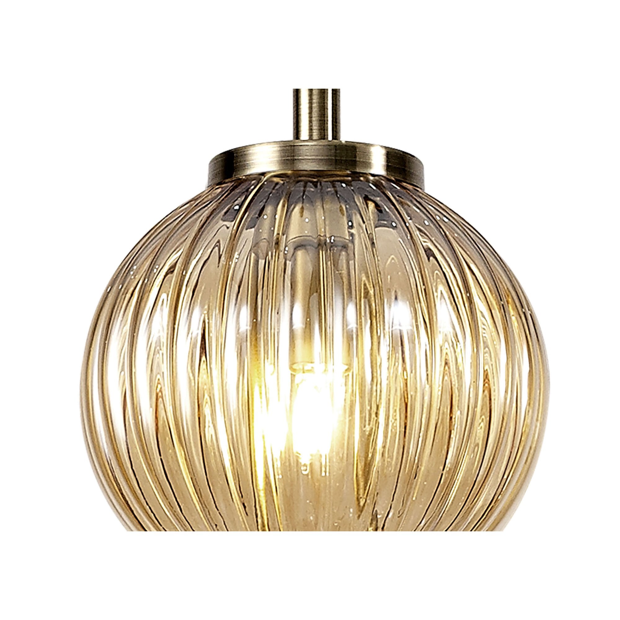 Fabula Churchill 3 Light Pendant - Antique Brass, Smoked & Amber Glass