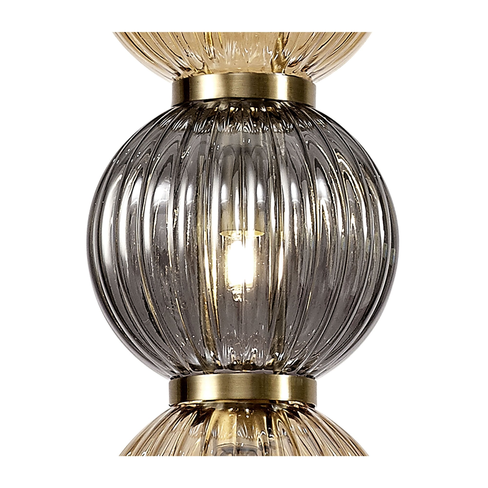 Fabula Churchill 3 Light Pendant - Antique Brass, Smoked & Amber Glass