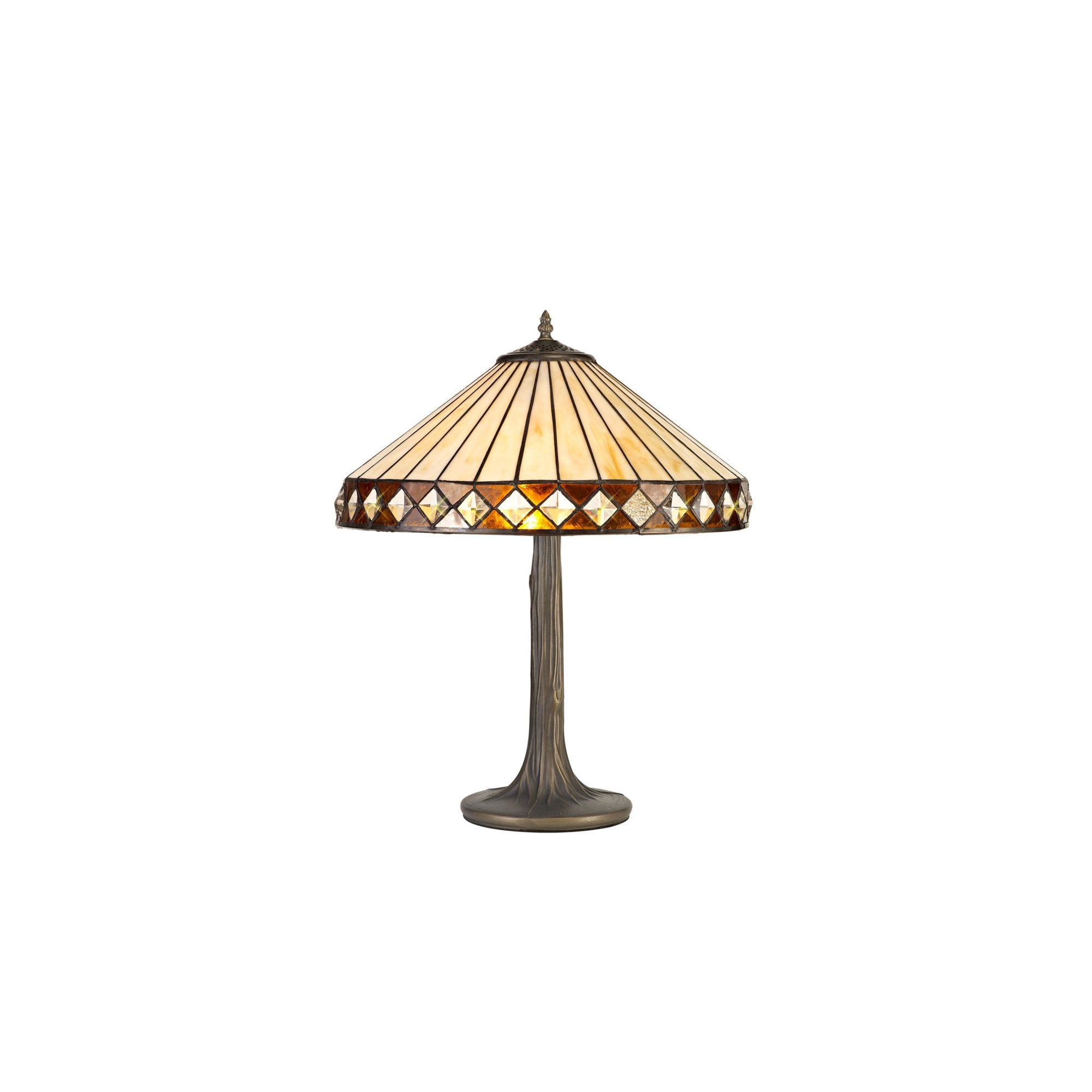Fabula Westall 2 Light Tree Like Table Lamp - 40cm Tiffany Shade - Amber & Cream