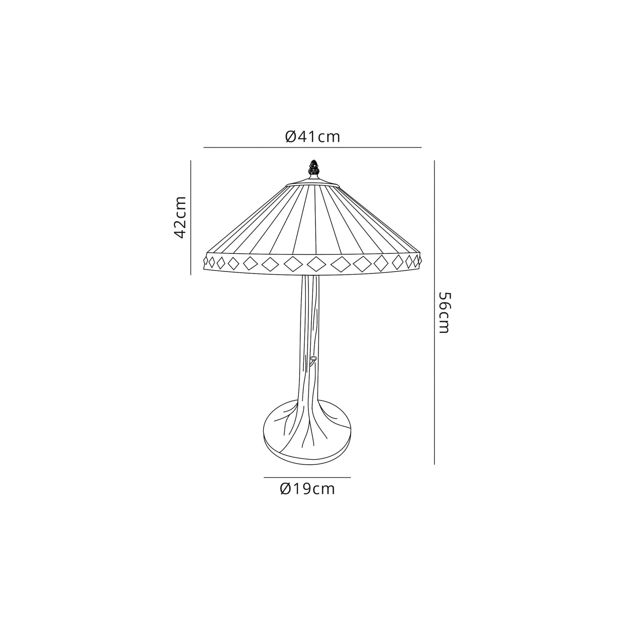 Fabula Westall 2 Light Tree Like Table Lamp - 40cm Tiffany Shade - Amber & Cream