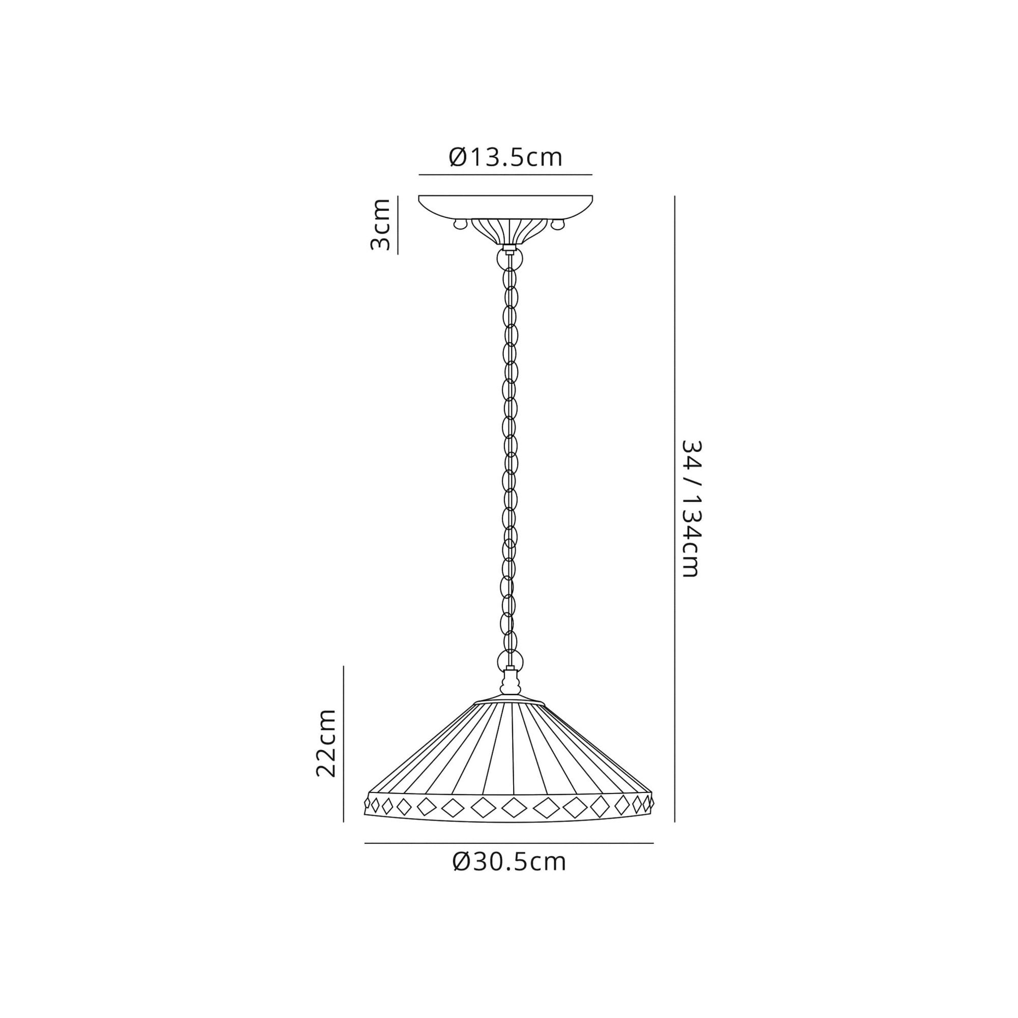 Fabula Westall 3 Light Downlighter Pendant - 30cm Tiffany Shade - Amber & Cream