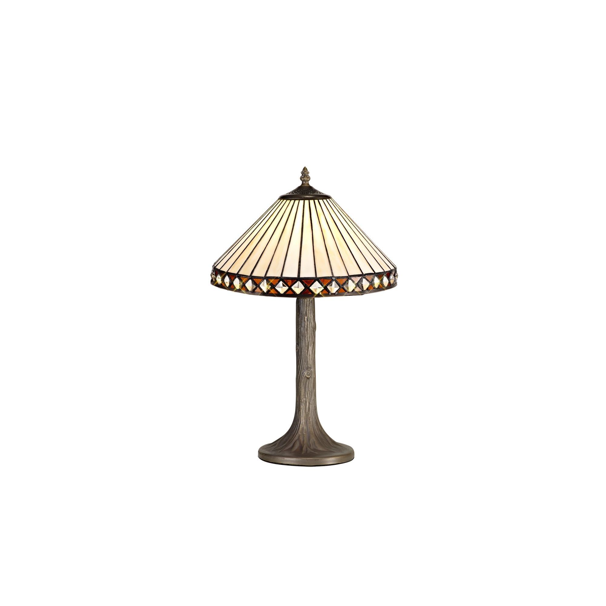 Fabula Westall Single Tree Like Table Lamp - 30cm Tiffany Shade - Amber & Cream