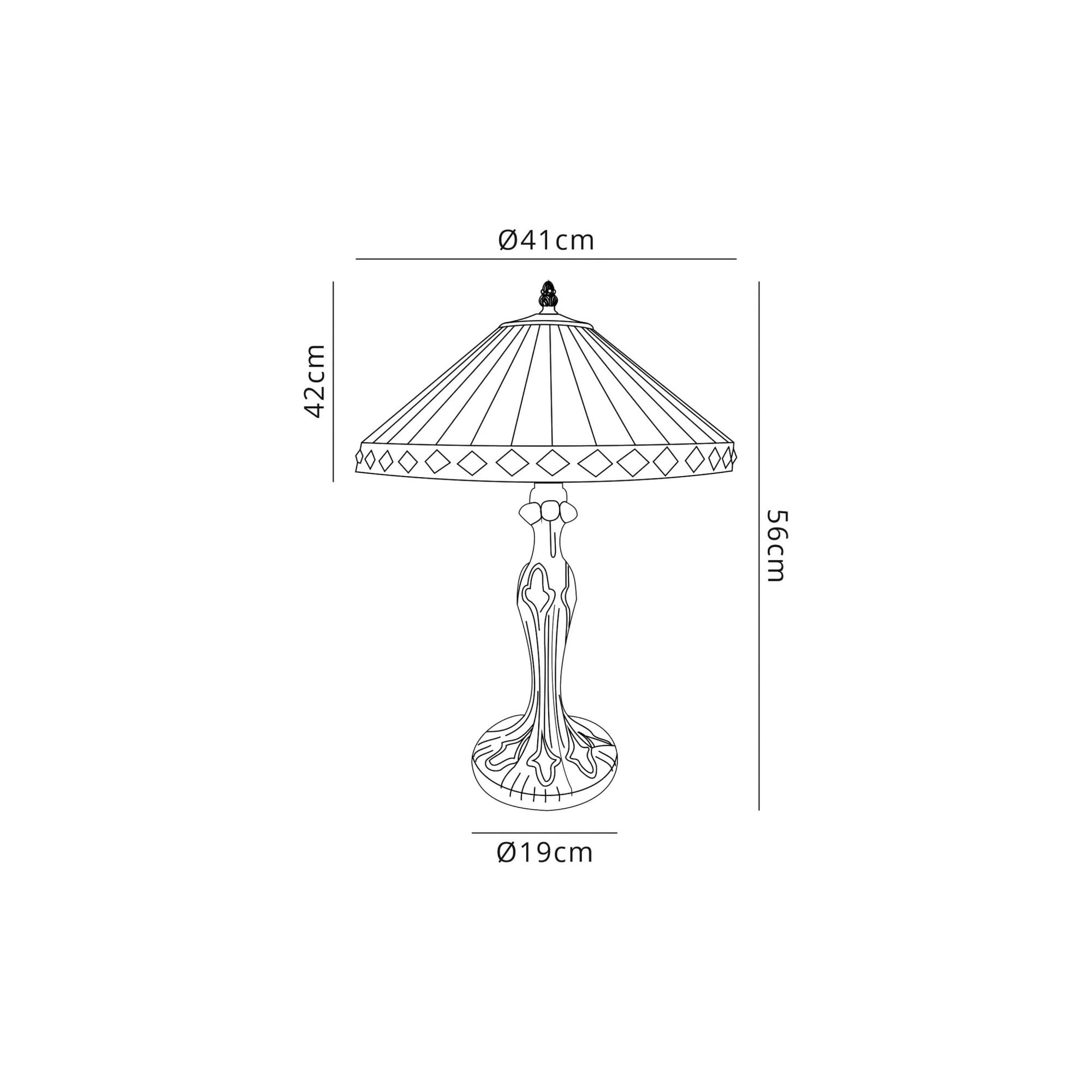 Fabula Westall 2 Light Curved Table Lamp - 40cm Tiffany Shade - Amber & Cream