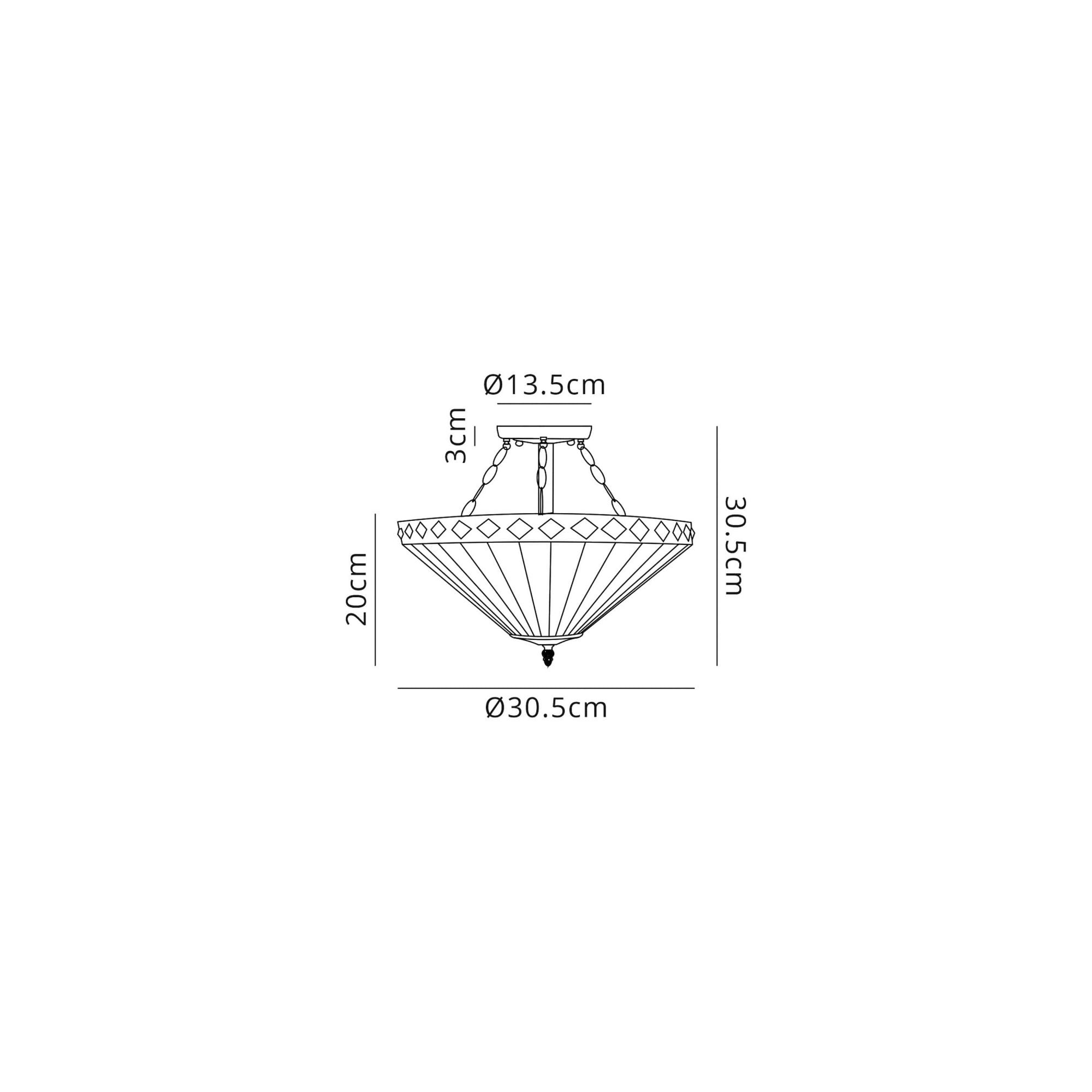 Fabula Westall 2 Light Semi-Flush Light - 30cm Tiffany Shade - Amber & Cream