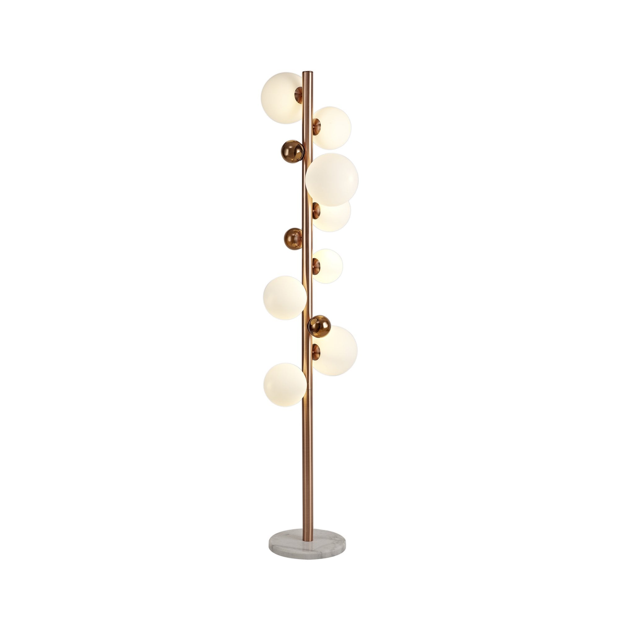 Fabula Roding 8 Light Floor Lamp - Antique Copper, White Marble, Opal & Copper Glass