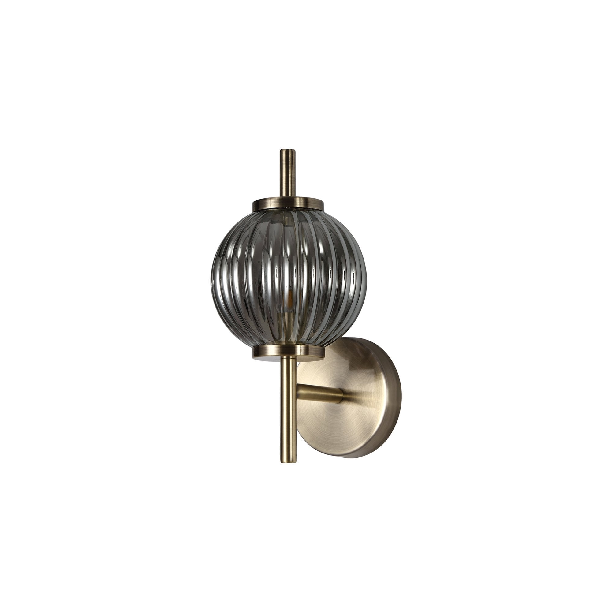 Fabula Churchill Single Wall Lamp - Antique Brass & Smoked Glass