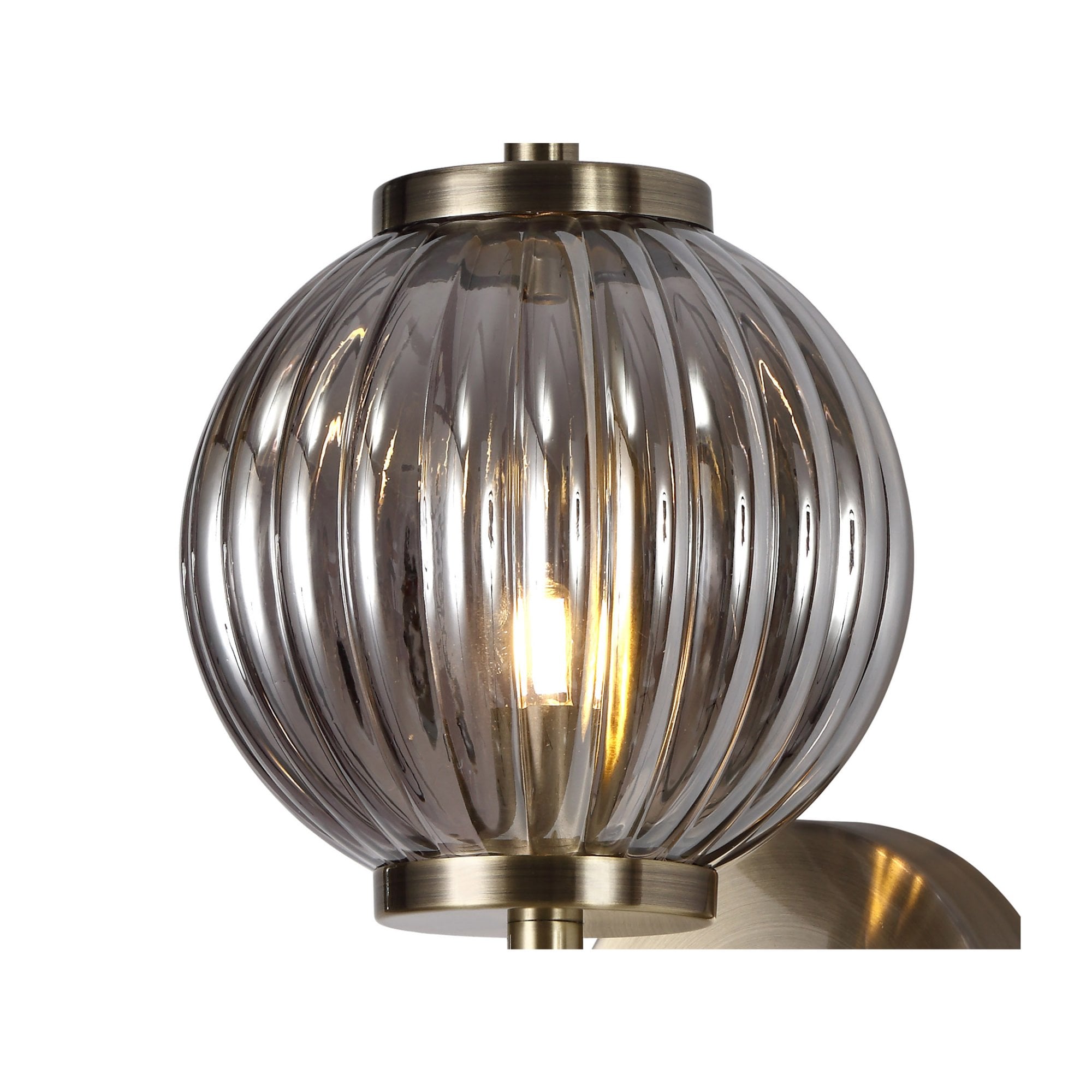 Fabula Churchill Single Wall Lamp - Antique Brass & Smoked Glass