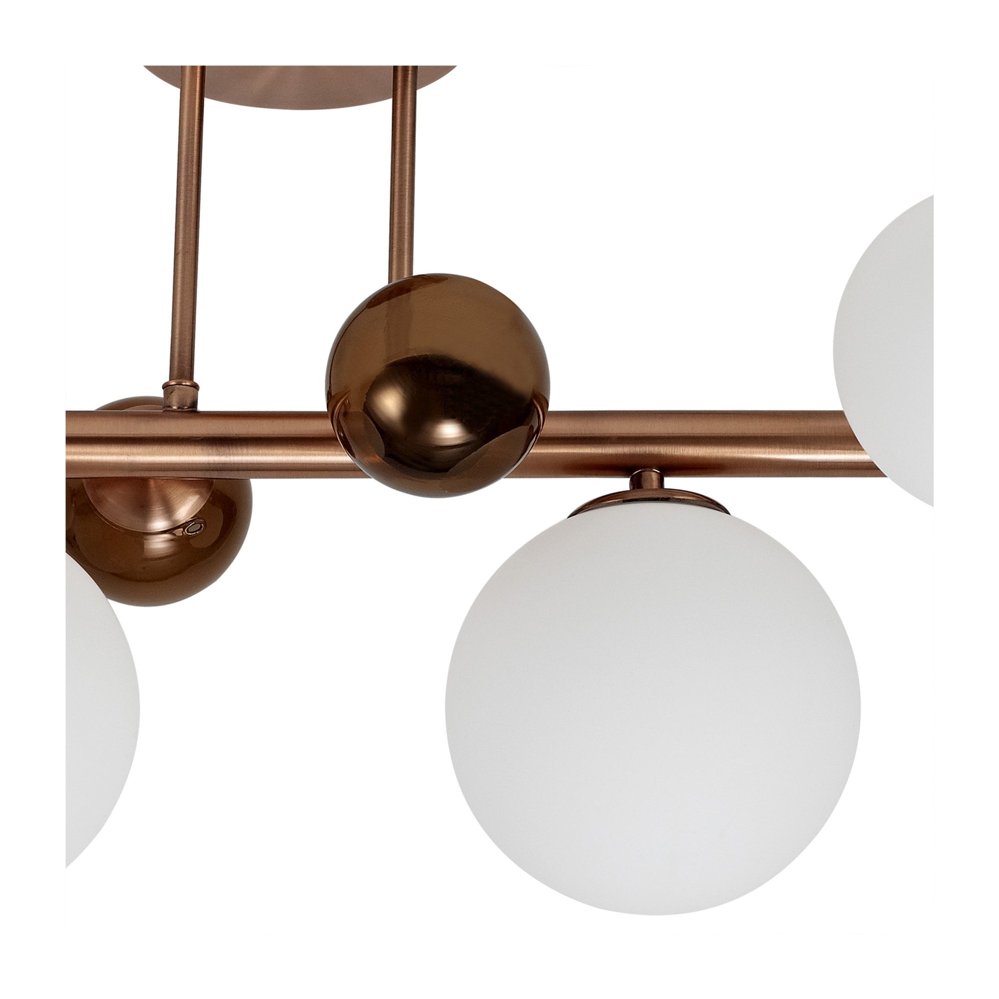 Fabula Roding 4 Light Semi-Flush Light - Antique Copper, Opal & Copper Glass