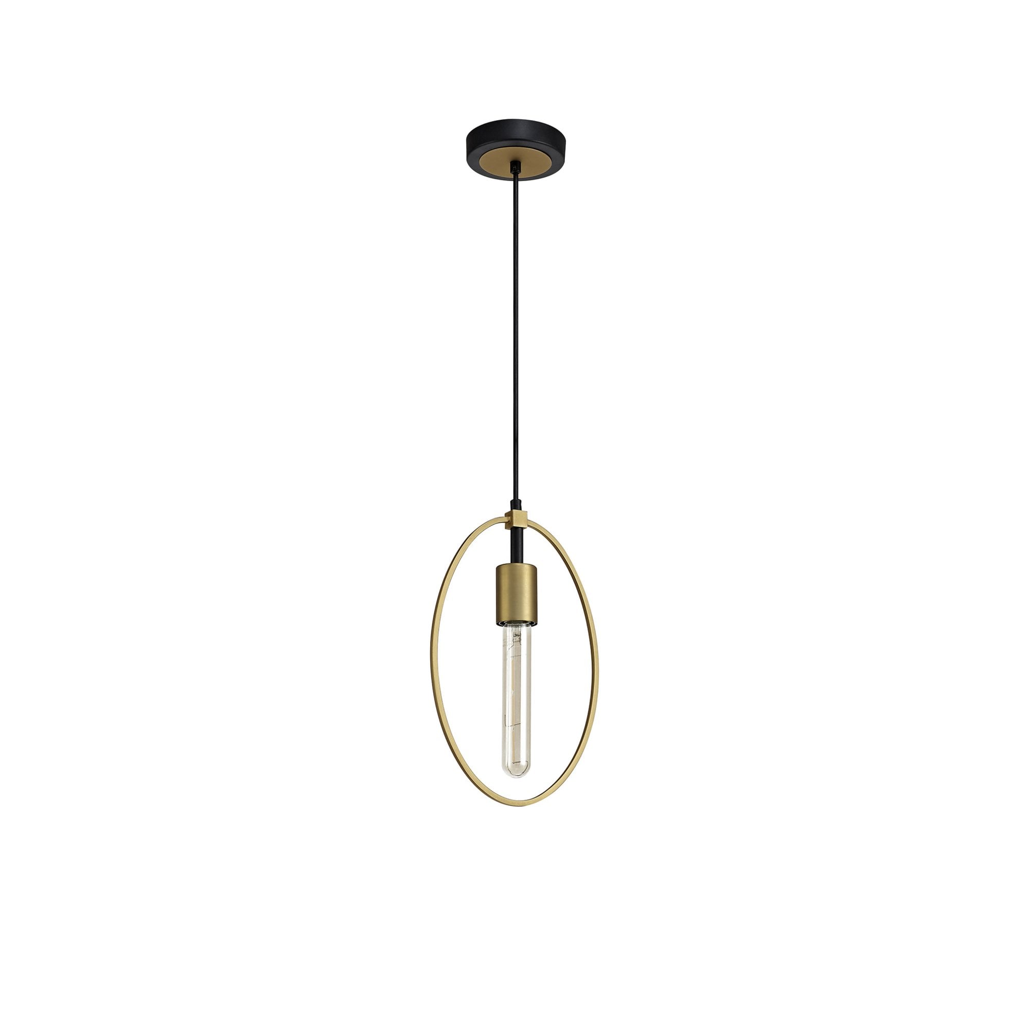 Fabula Silverdale Small Single Circle Pendant - Sand Gold & Matt Black
