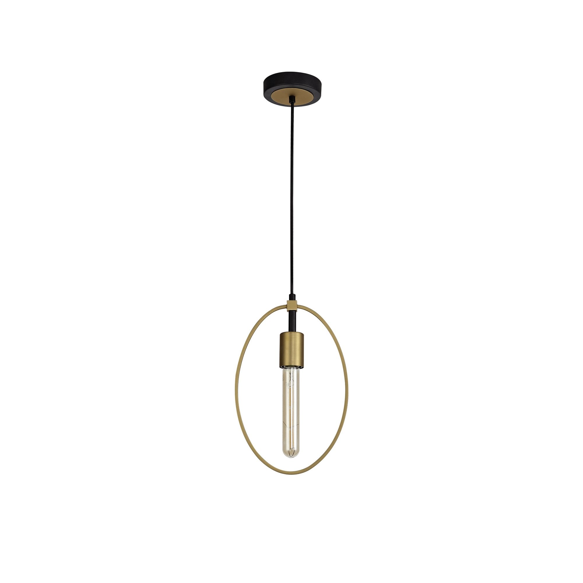 Fabula Silverdale Small Single Circle Pendant - Sand Gold & Matt Black