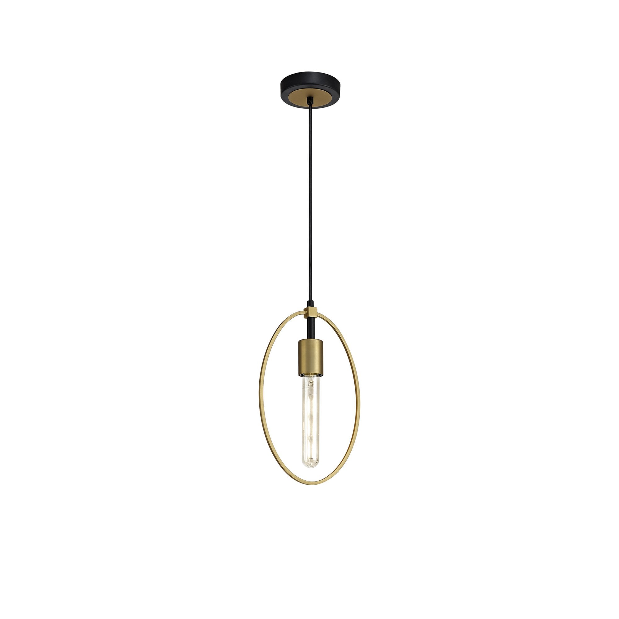 Fabula Silverdale Small Single Circle Pendant - Sand Gold & Matt Black