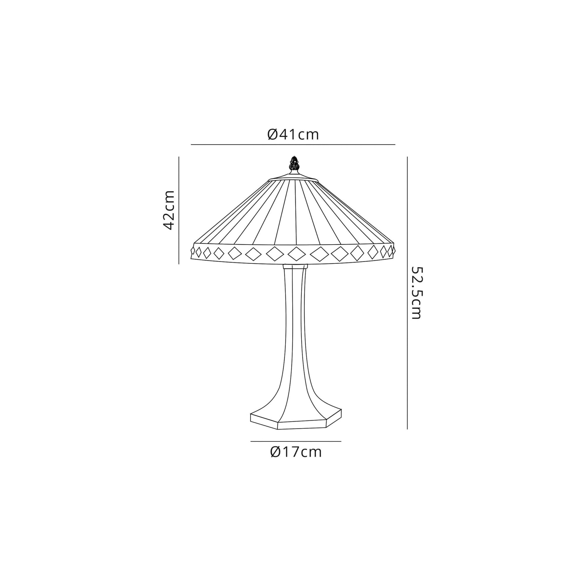Fabula Westall 2 Light Octagonal Table Lamp - 40cm Tiffany Shade - Amber & Cream