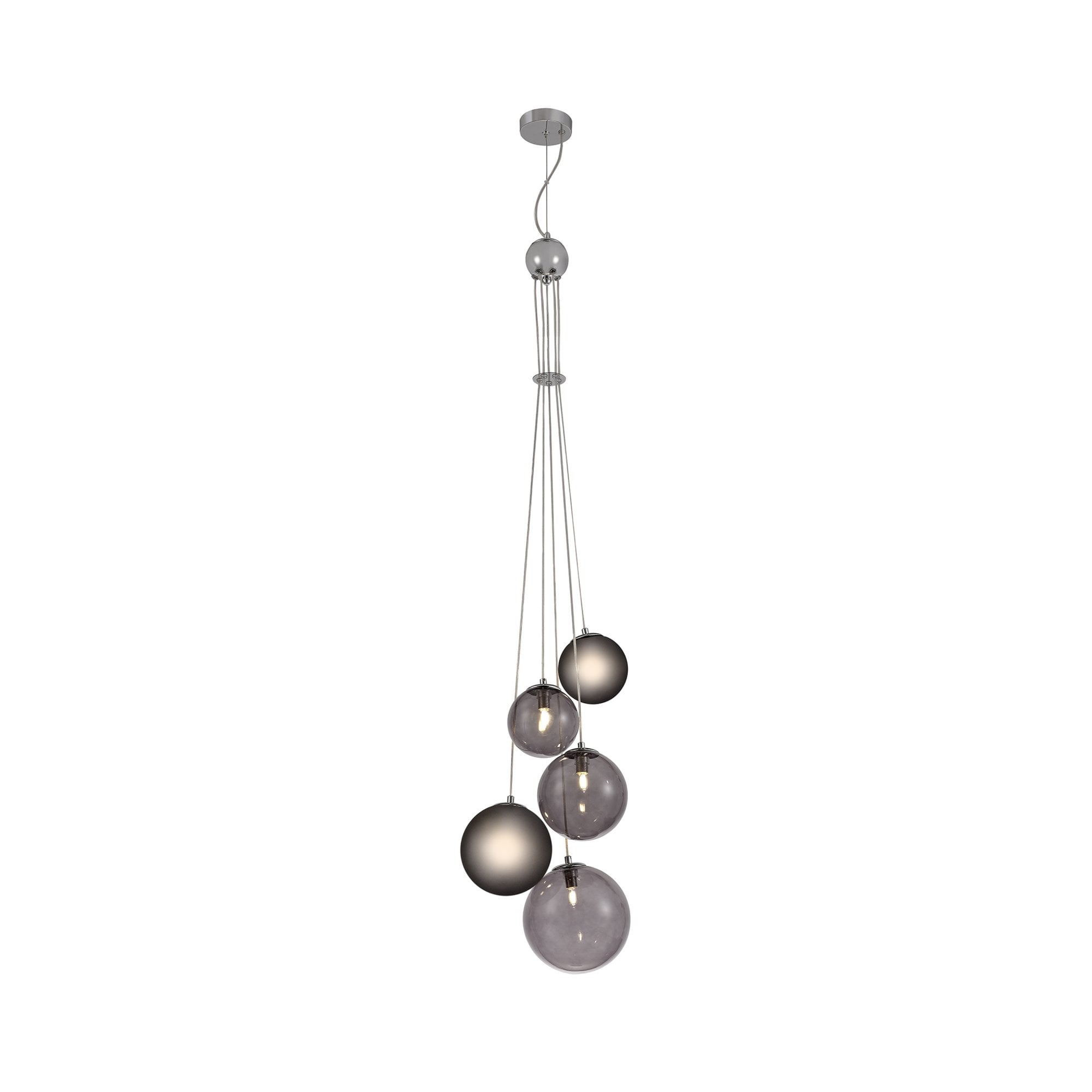 Fabula Roding 5 Light Pendant - Polished Chrome & Smoked Glass