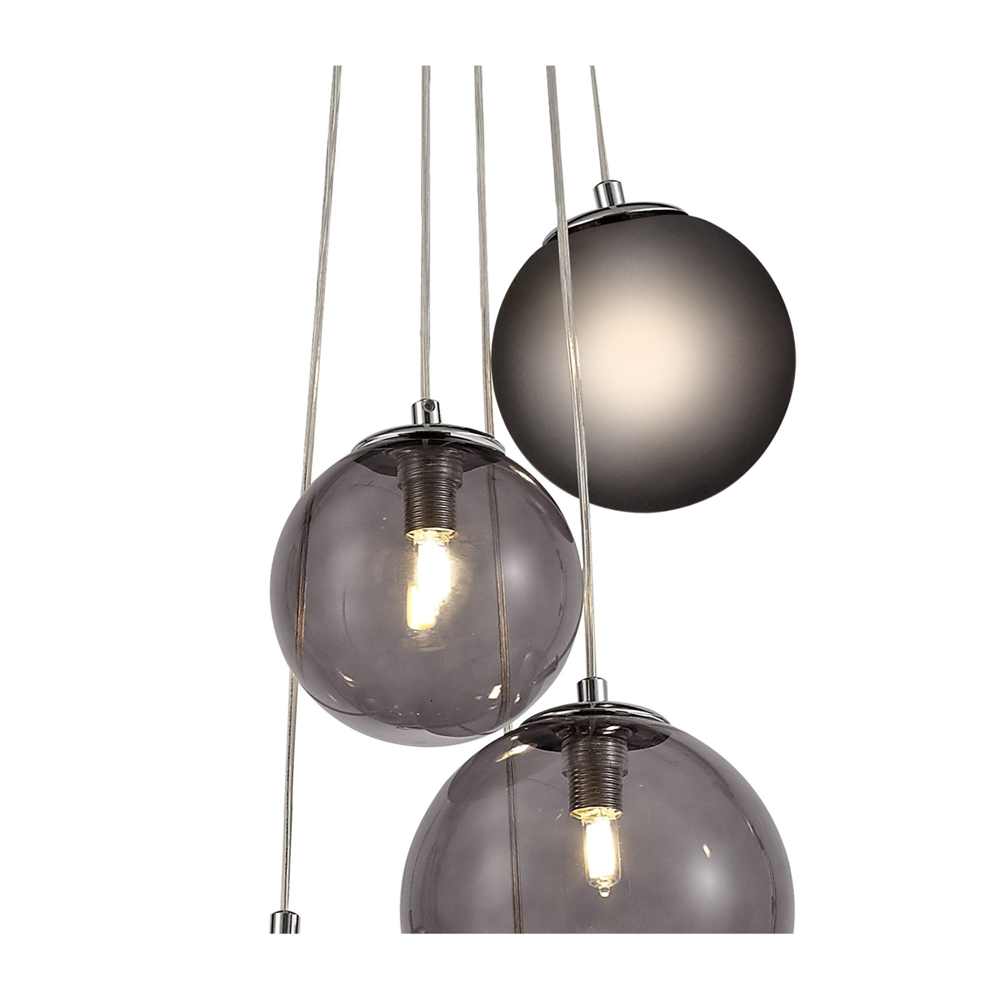 Fabula Roding 5 Light Pendant - Polished Chrome & Smoked Glass