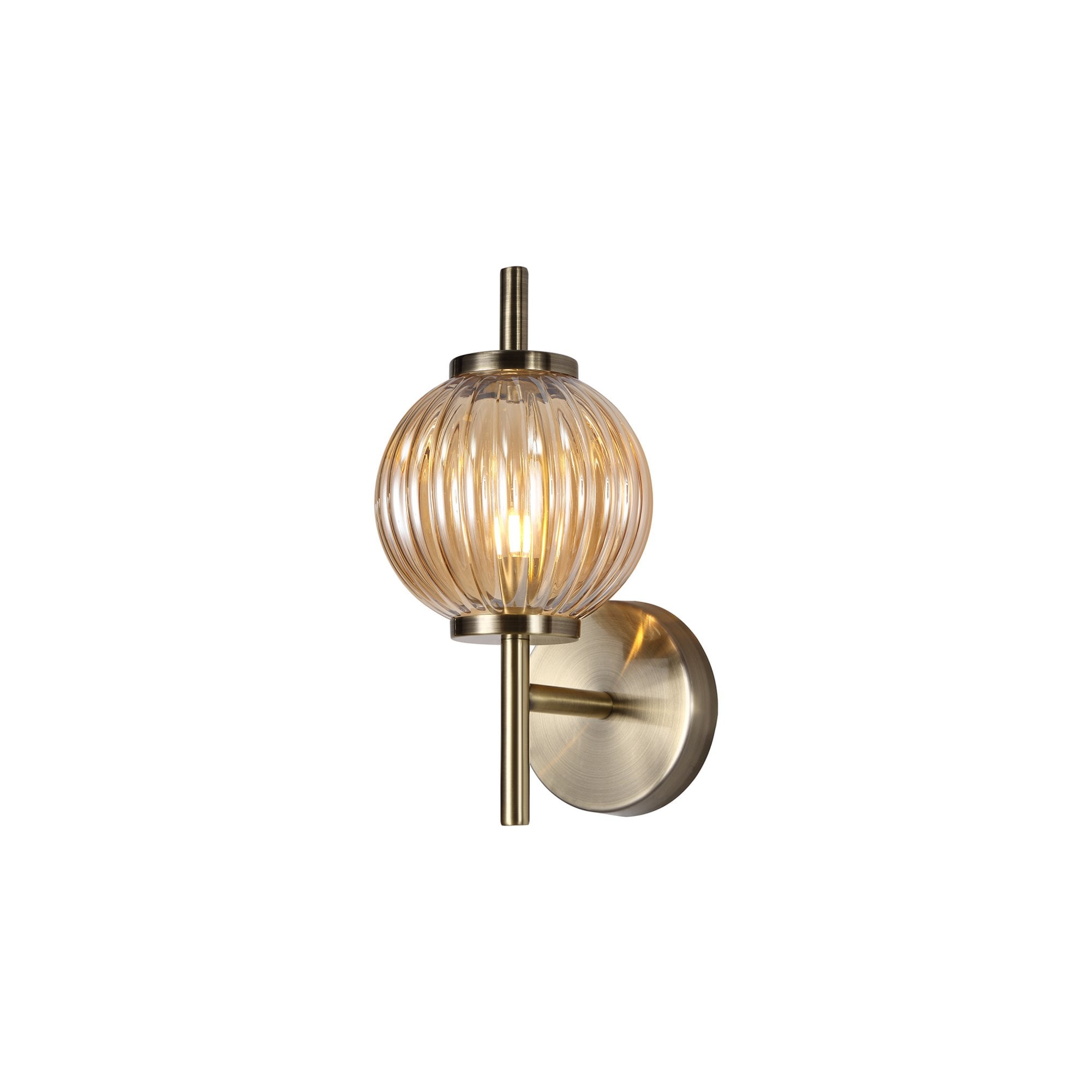 Fabula Churchill Single Wall Lamp - Antique Brass & Amber Glass