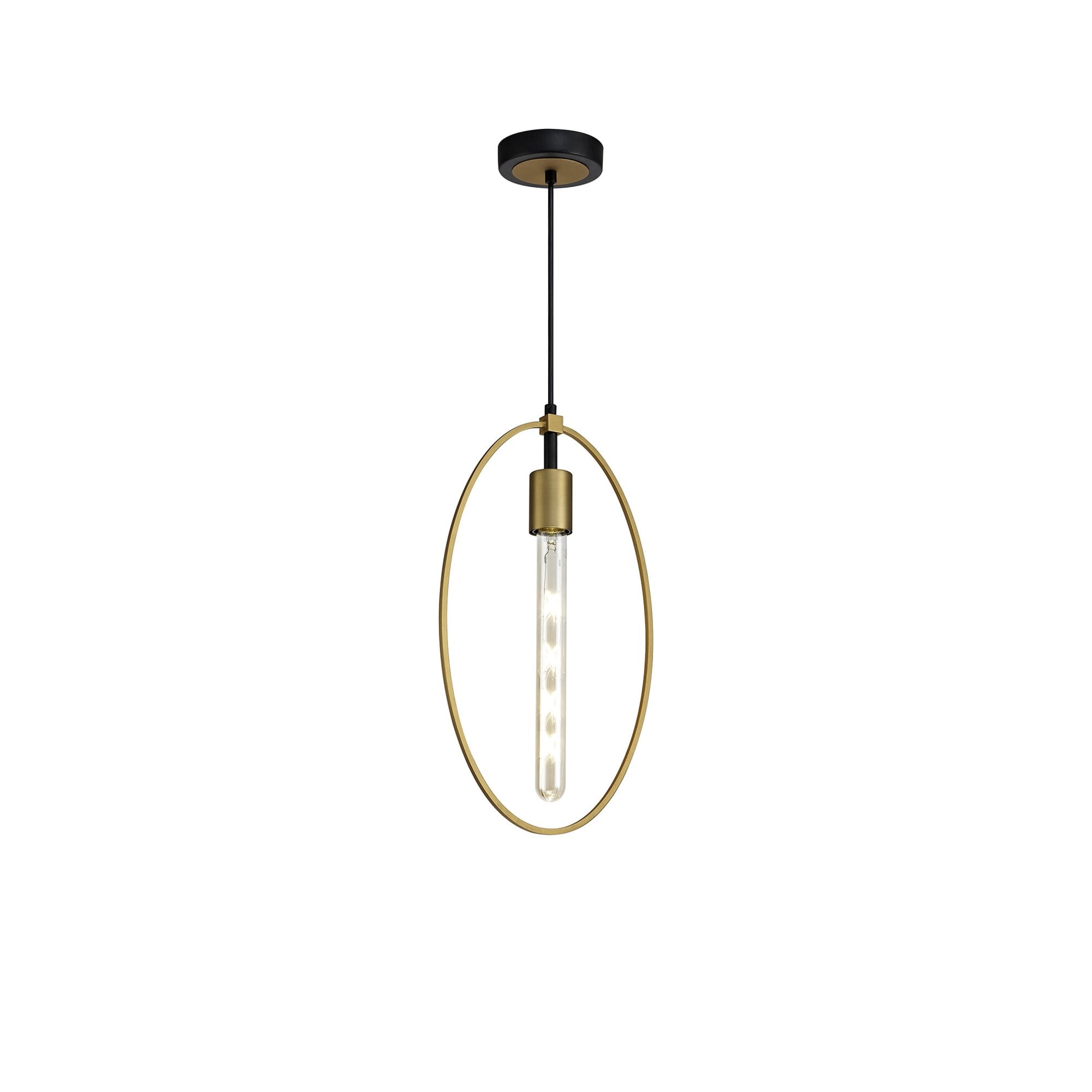 Fabula Silverdale Large Single Circle Pendant - Sand Gold & Matt Black