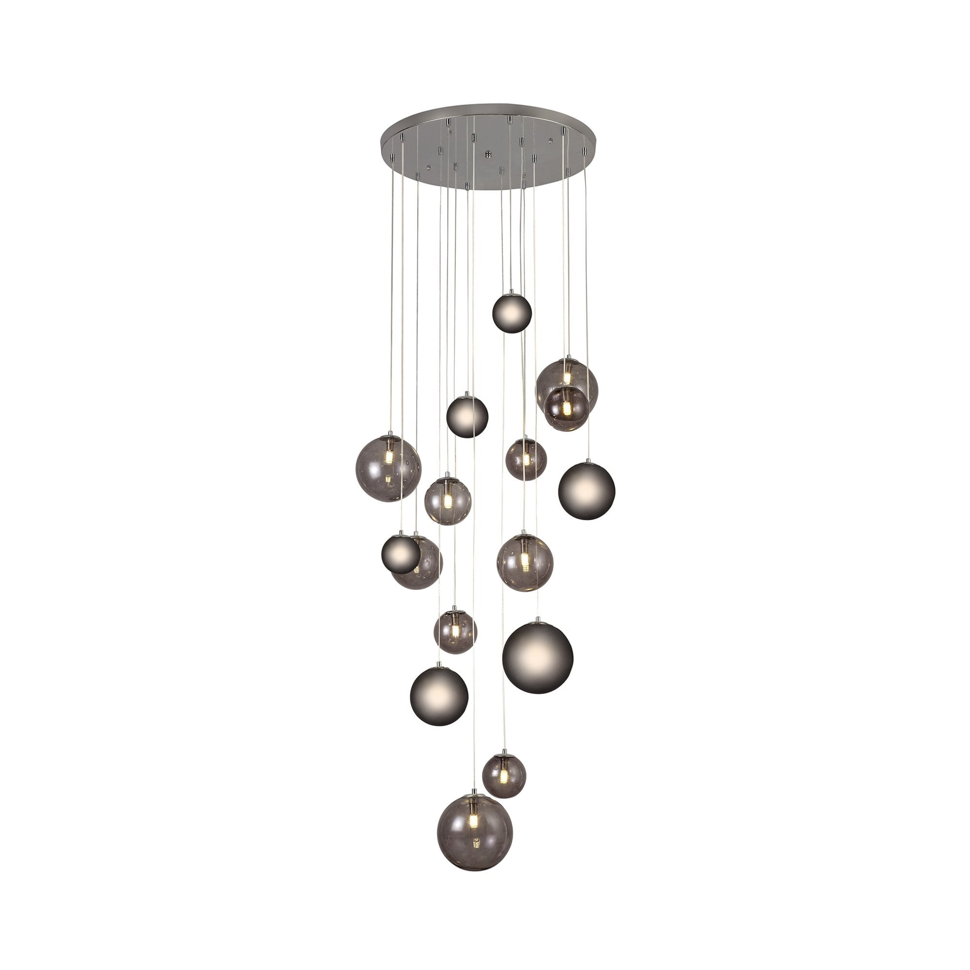 Fabula Roding 16 Light Pendant - Polished Chrome & Smoked Glass