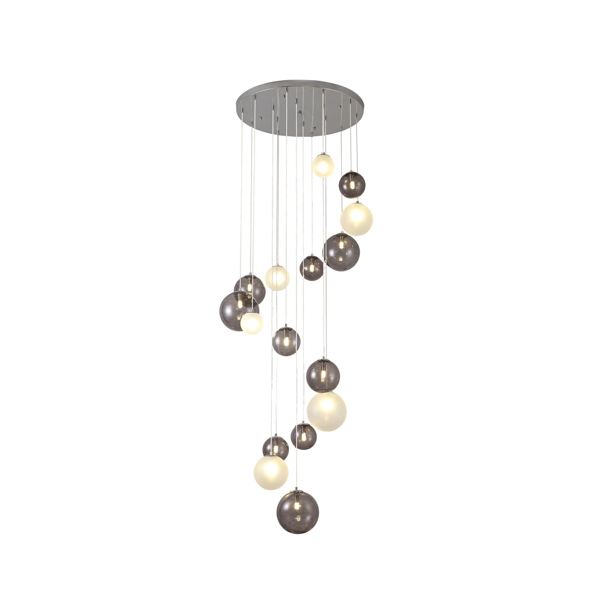 Fabula Roding 16 Light Pendant - Polished Chrome & Smoked Glass