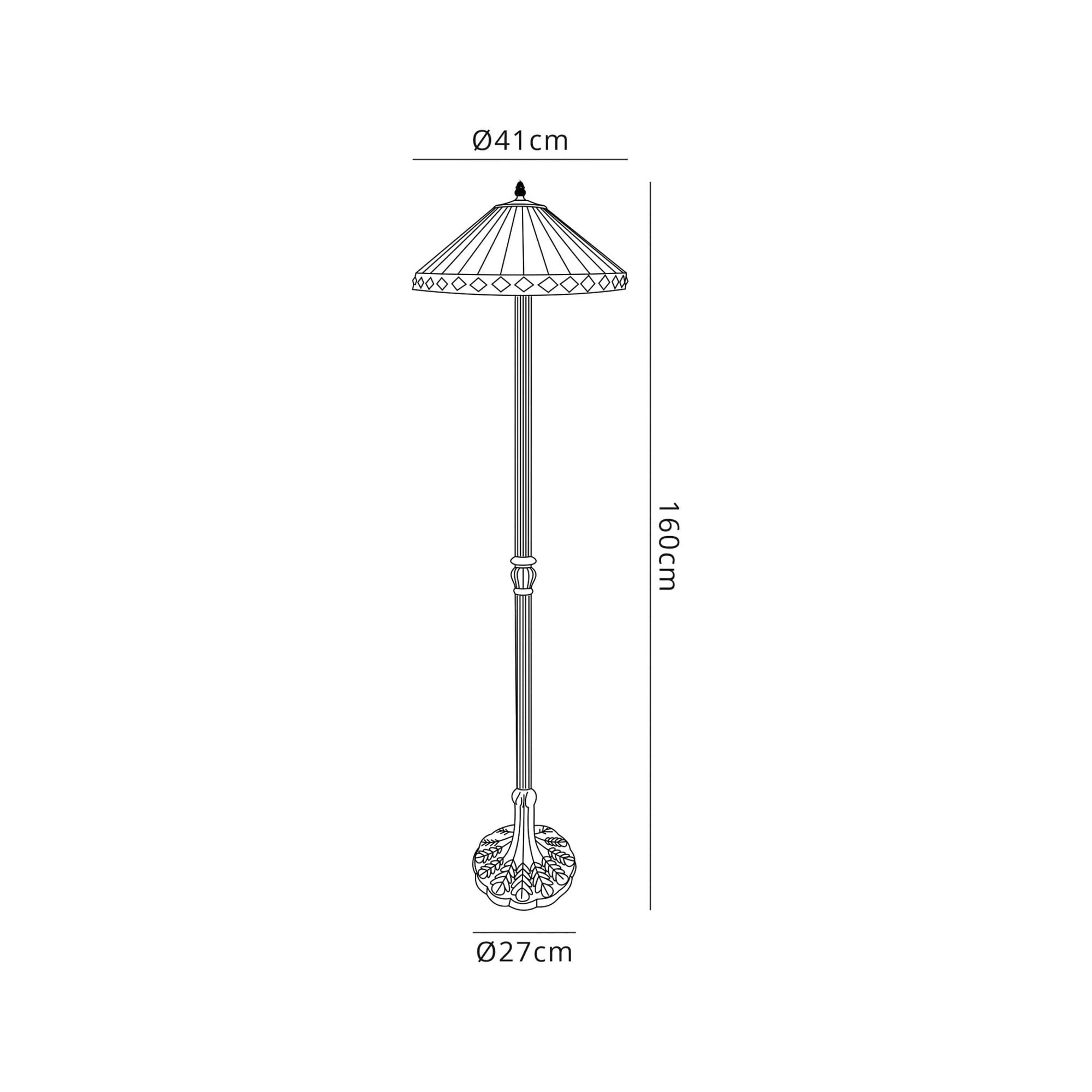 Fabula Westall 2 Light Leaf Design Floor Lamp - 40cm Tiffany Shade - Amber & Cream