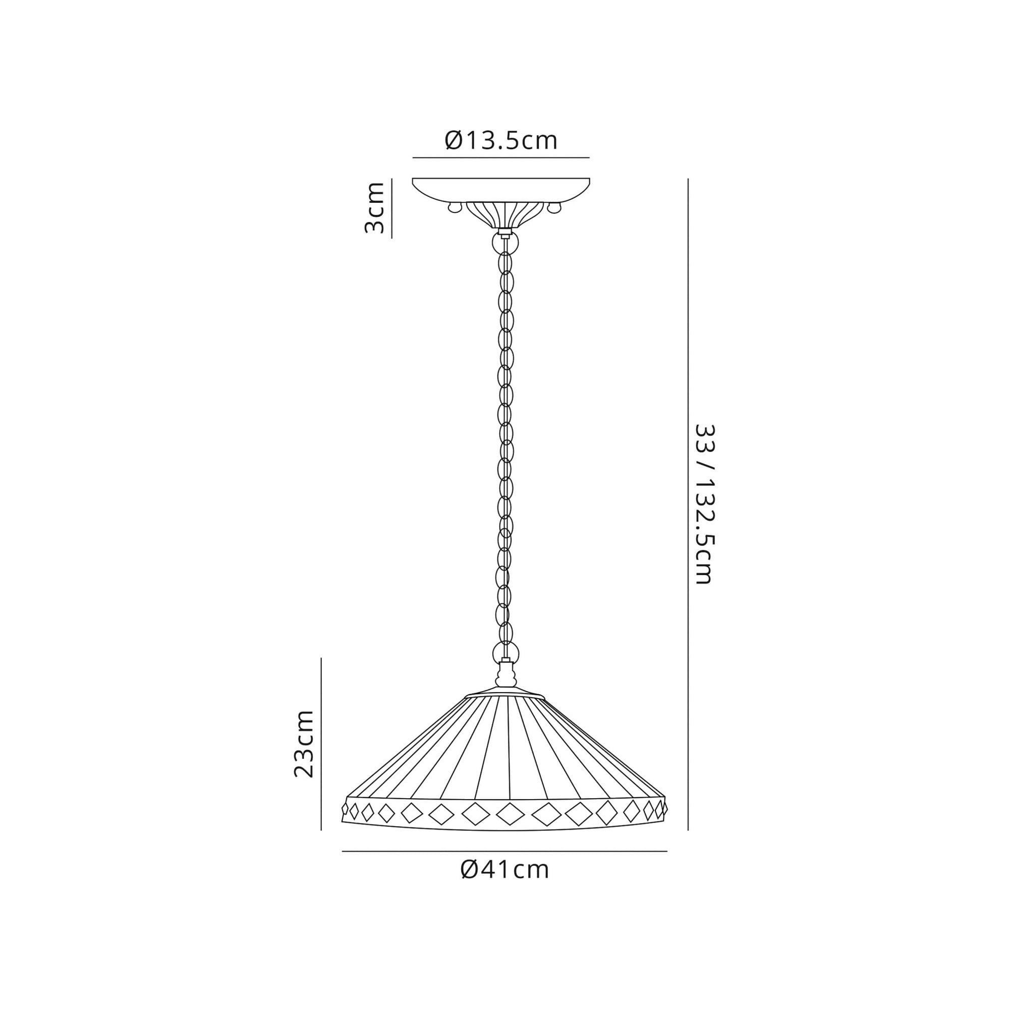 Fabula Westall Single Downlighter Pendant - 40cm Tiffany Shade - Amber & Cream