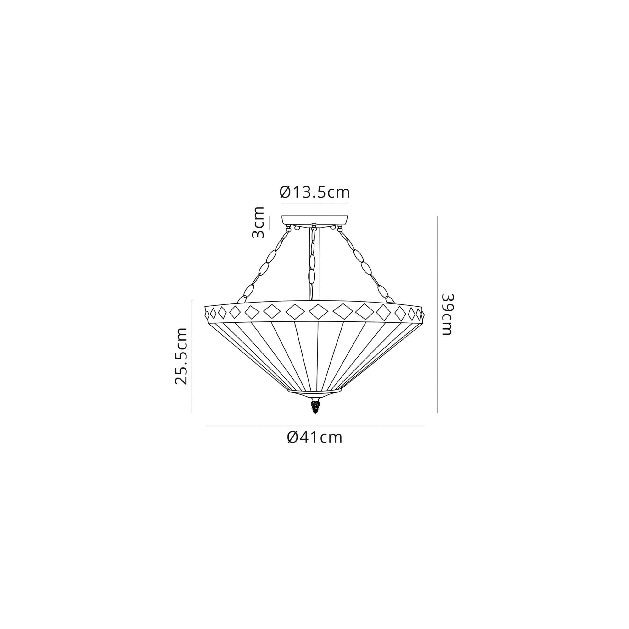 Fabula Westall 3 Light Semi-Flush Light - 40cm Tiffany Shade - Amber & Cream