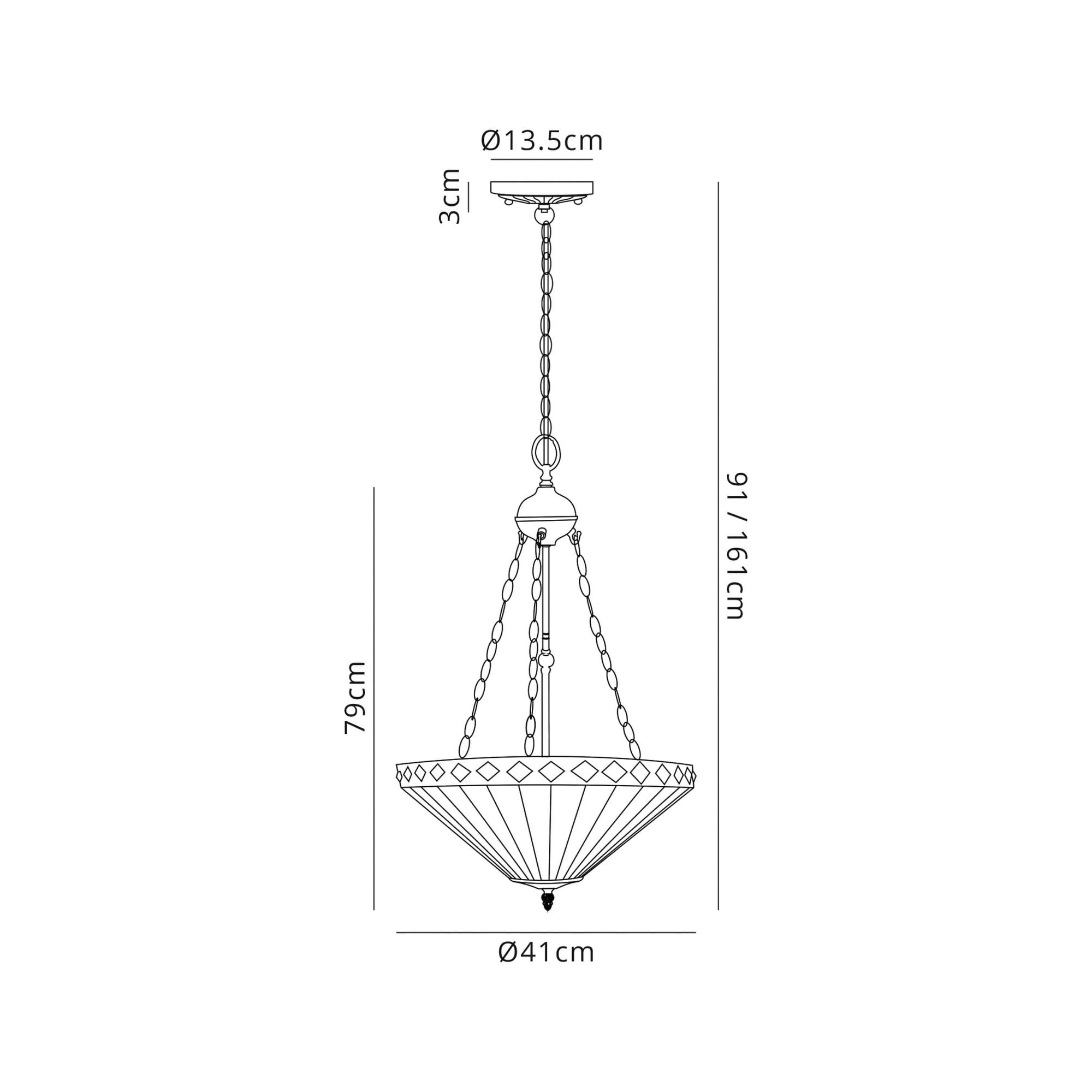 Fabula Westall 3 Light Uplighter Pendant - 40cm Tiffany Shade - Amber & Cream