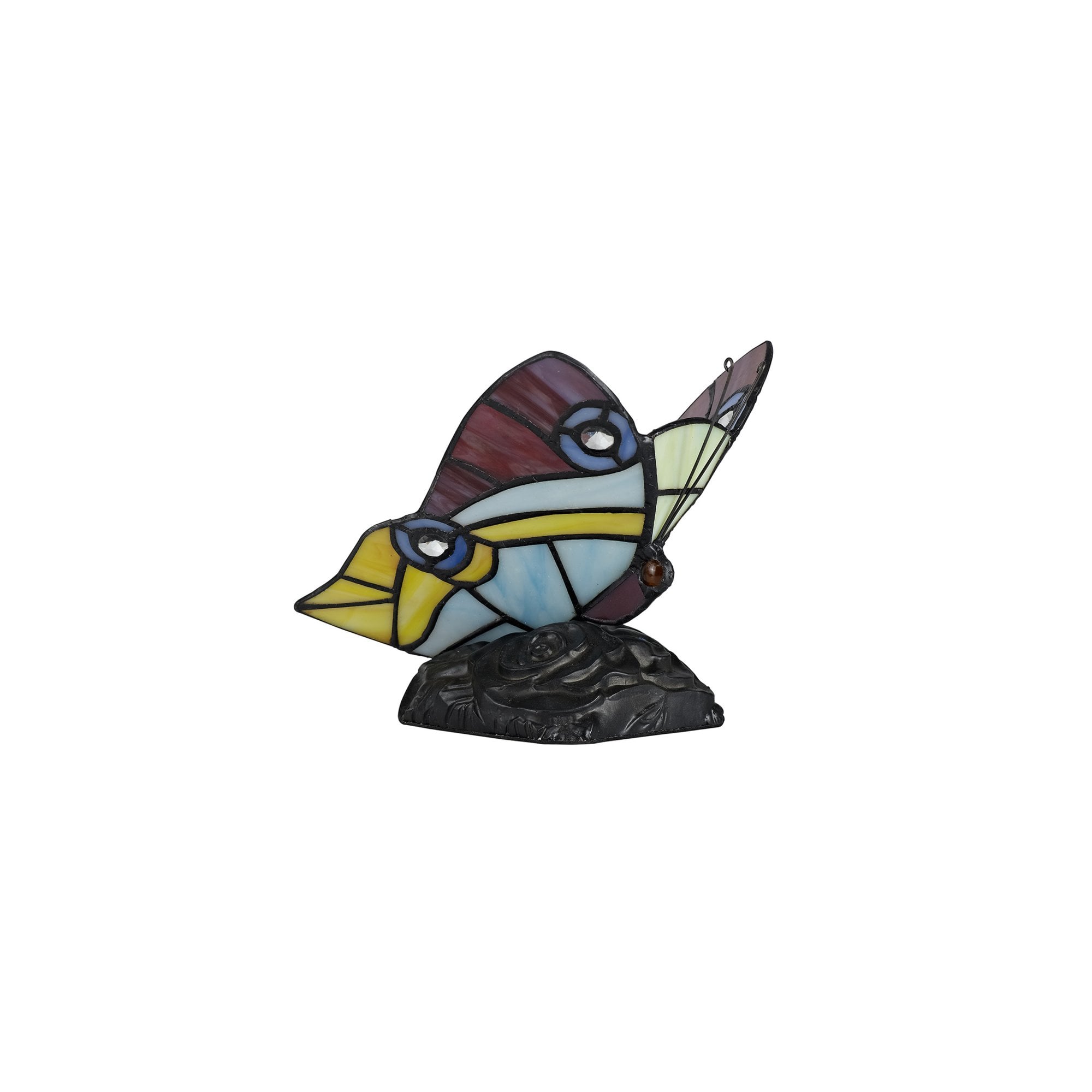Fabula Lawton Tiffany Butterfly Table Lamp - Red, Yellow & Blue Glass