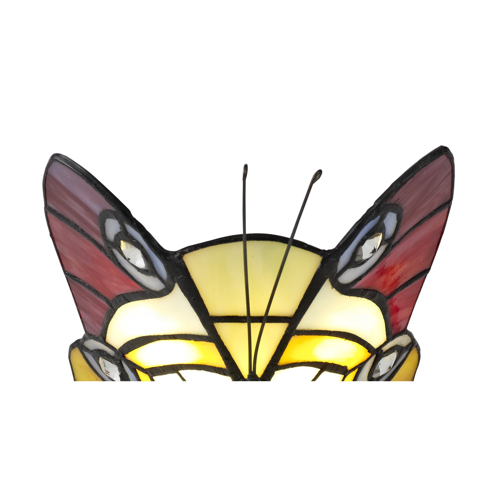 Fabula Lawton Tiffany Butterfly Table Lamp - Red, Yellow & Blue Glass