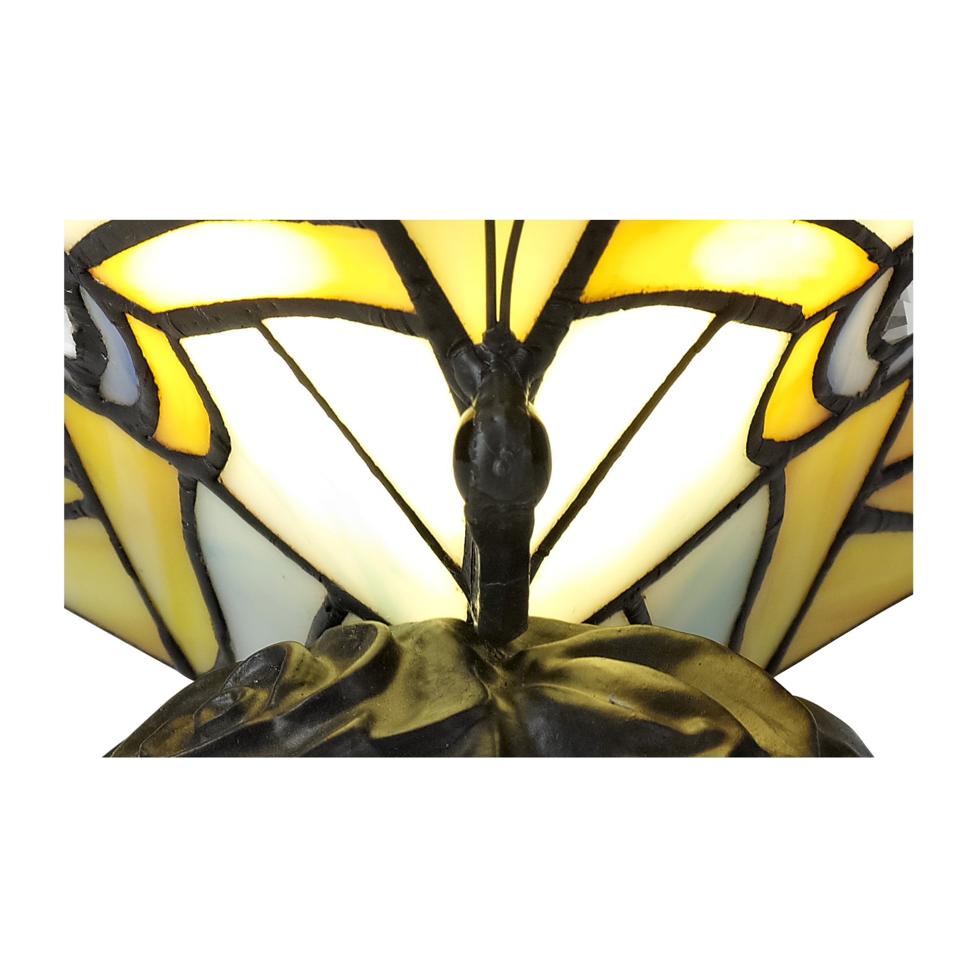 Fabula Lawton Tiffany Butterfly Table Lamp - Red, Yellow & Blue Glass
