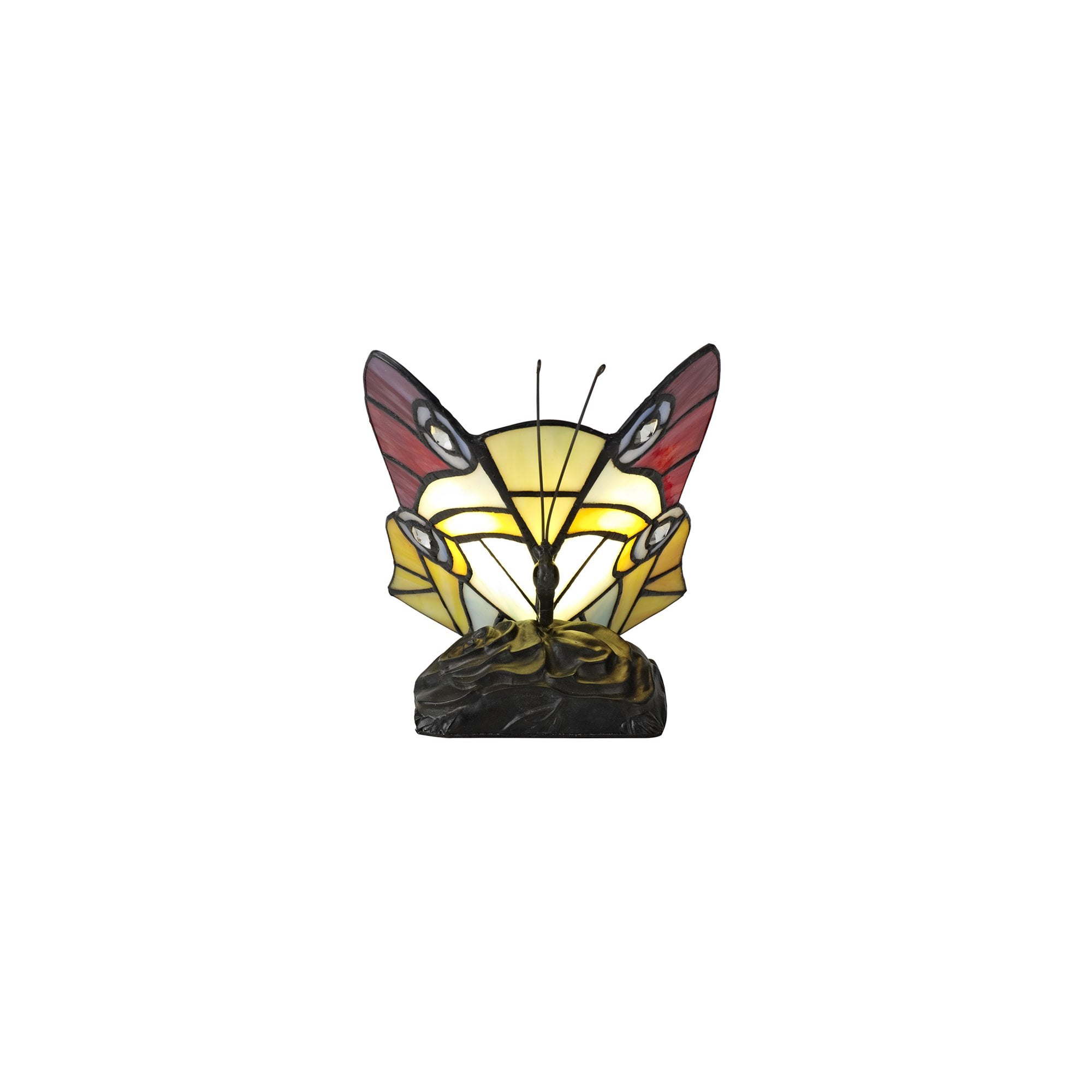 Fabula Lawton Tiffany Butterfly Table Lamp - Red, Yellow & Blue Glass