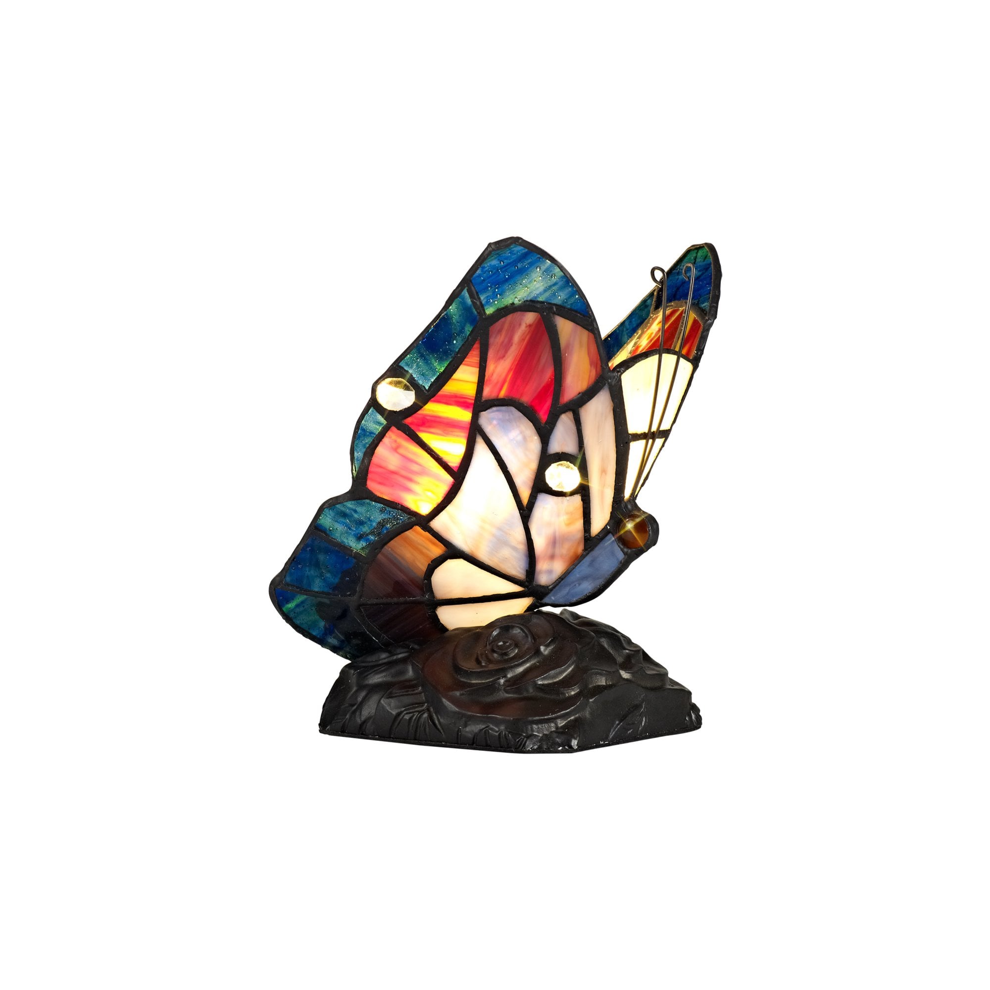 Fabula Lawton Tiffany Butterfly Table Lamp - Blue & Brown Glass