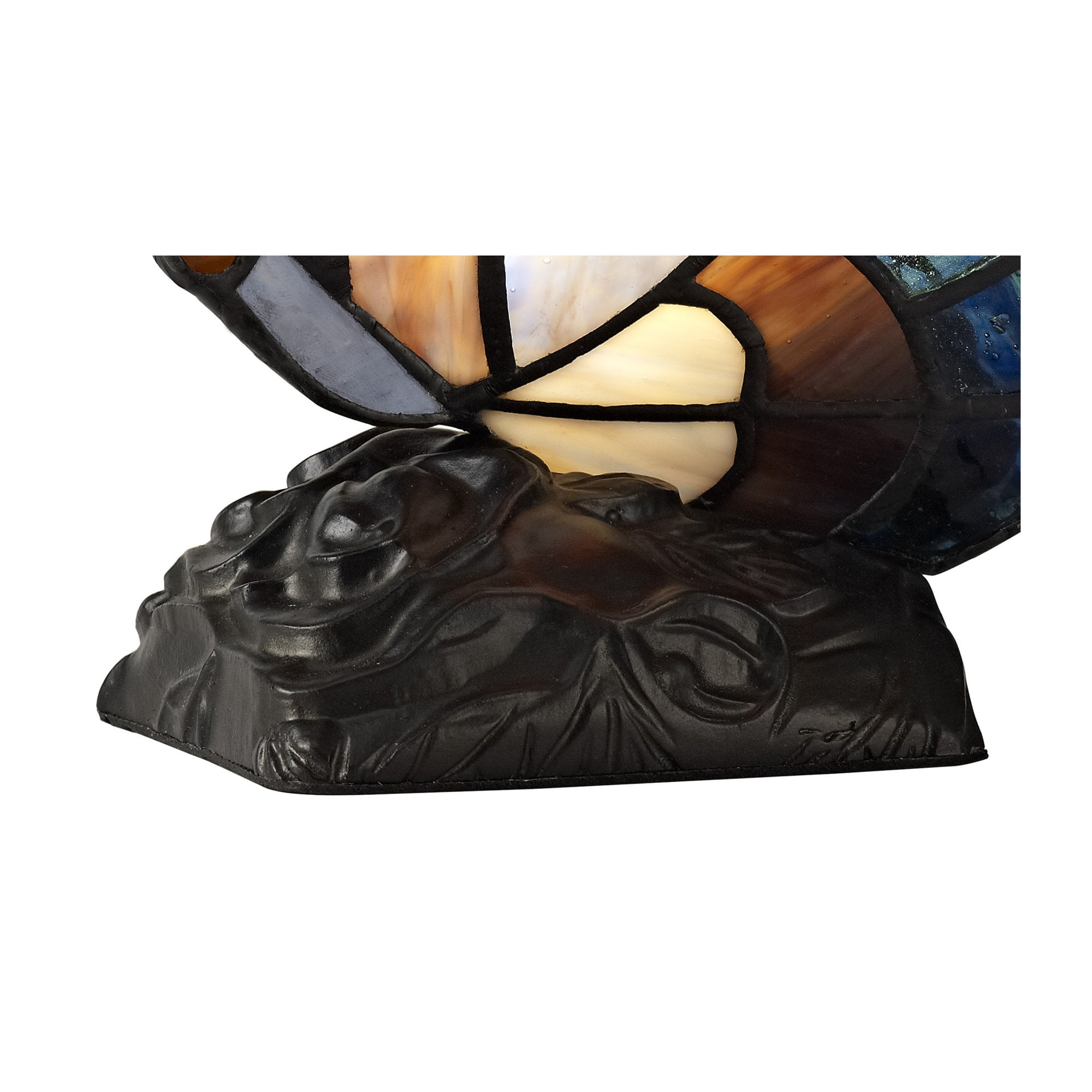 Fabula Lawton Tiffany Butterfly Table Lamp - Blue & Brown Glass