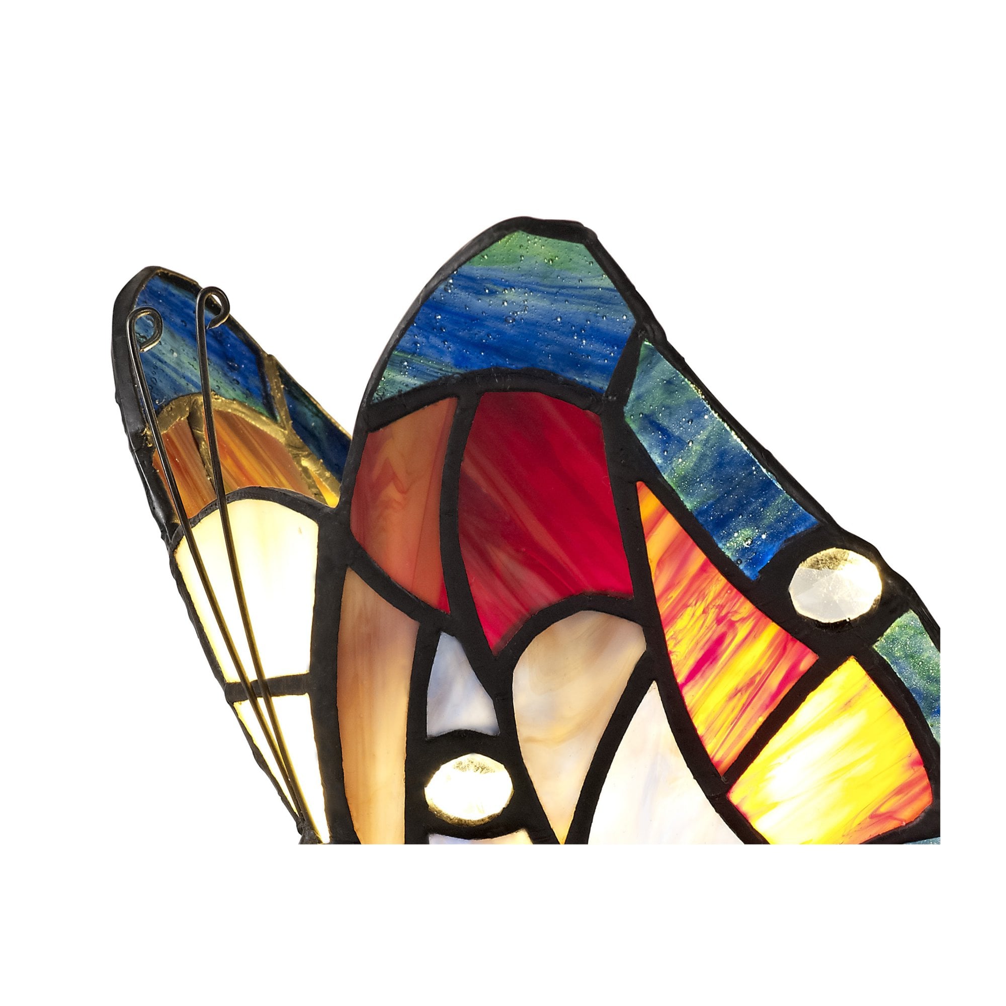 Fabula Lawton Tiffany Butterfly Table Lamp - Blue & Brown Glass