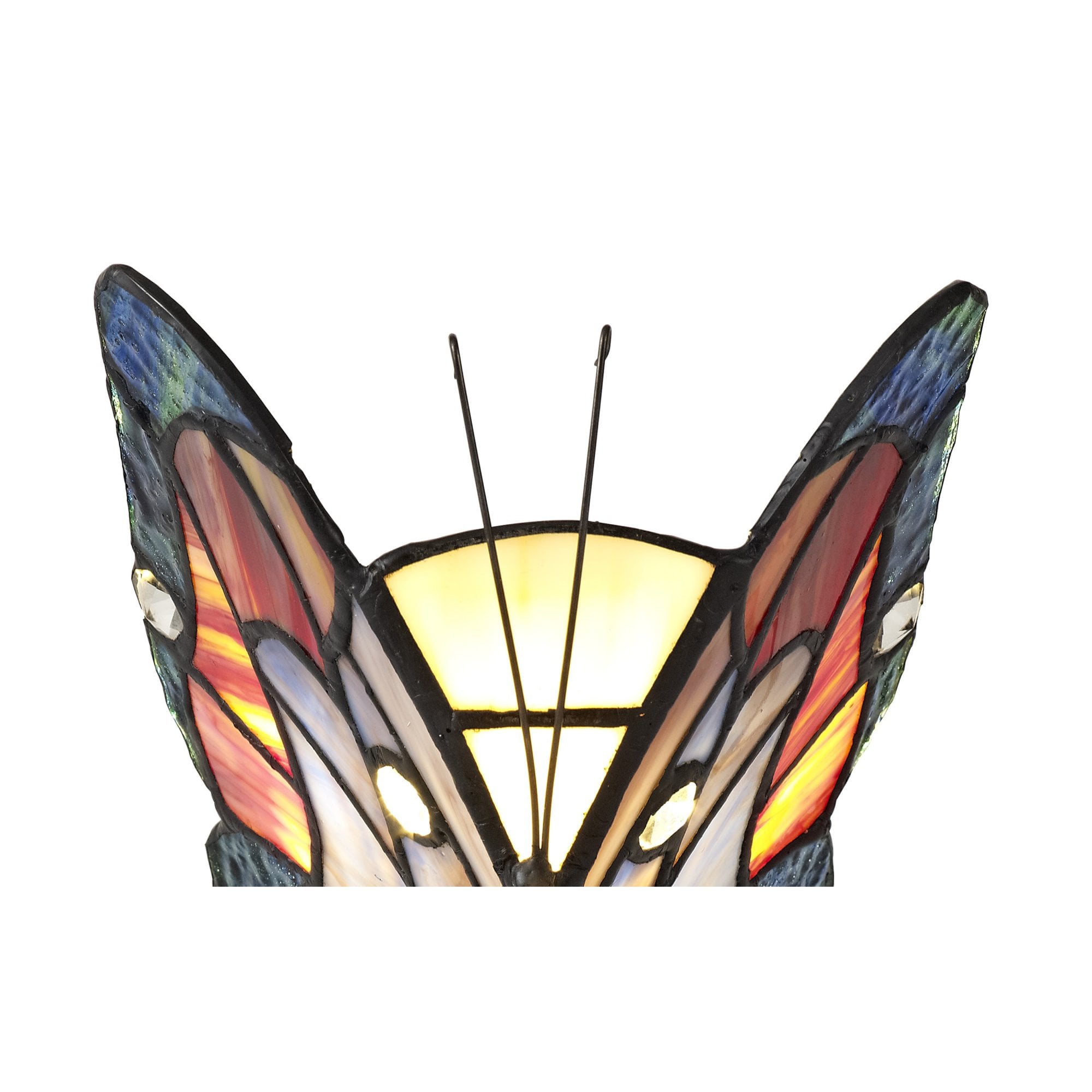 Fabula Lawton Tiffany Butterfly Table Lamp - Blue & Brown Glass