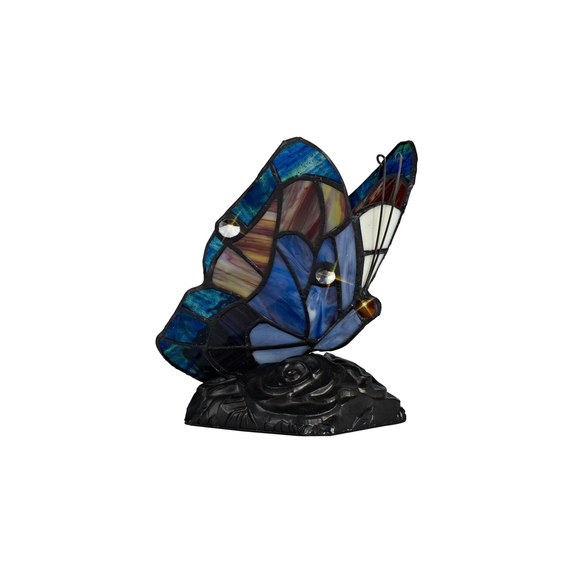 Fabula Lawton Tiffany Butterfly Table Lamp - Blue & Brown Glass