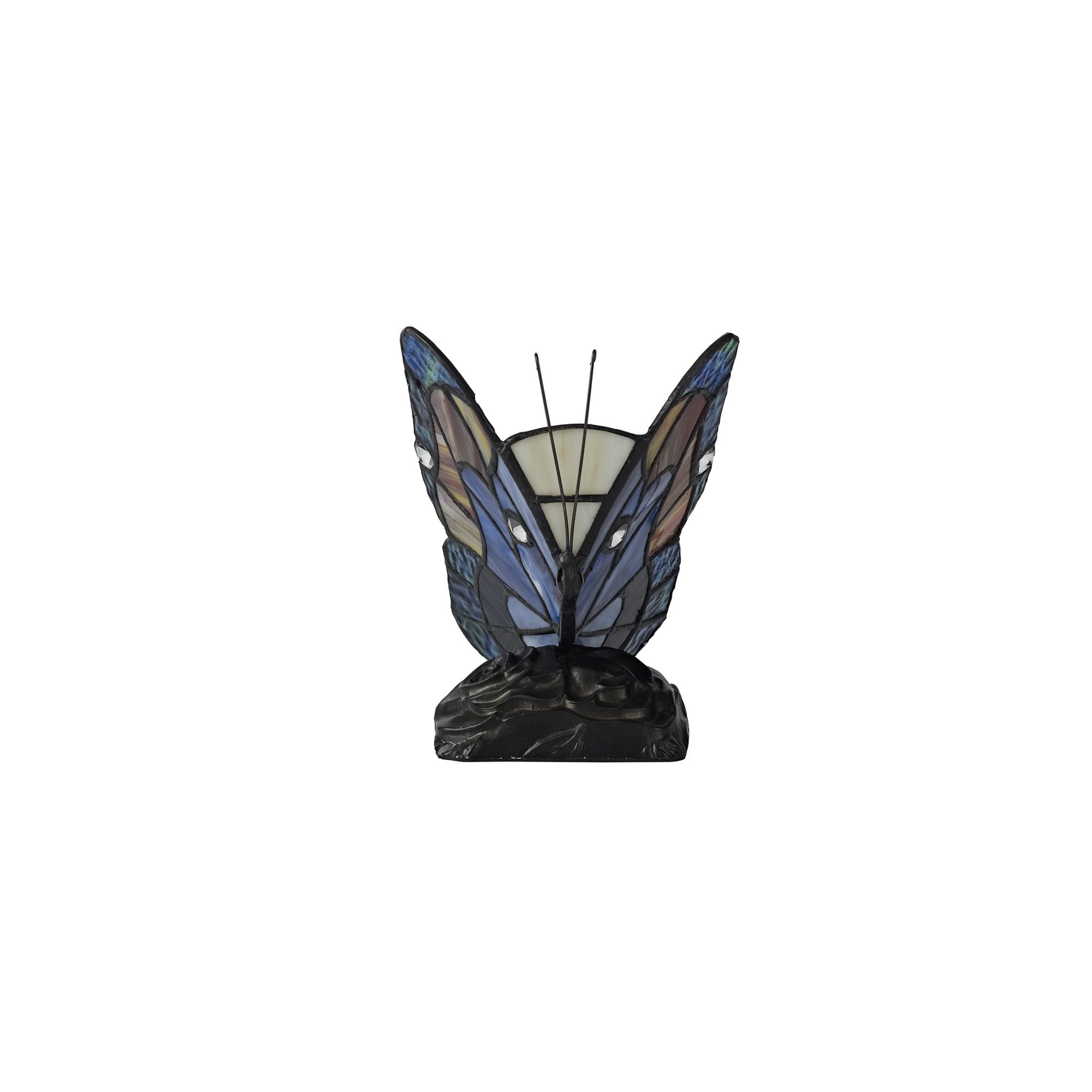 Fabula Lawton Tiffany Butterfly Table Lamp - Blue & Brown Glass