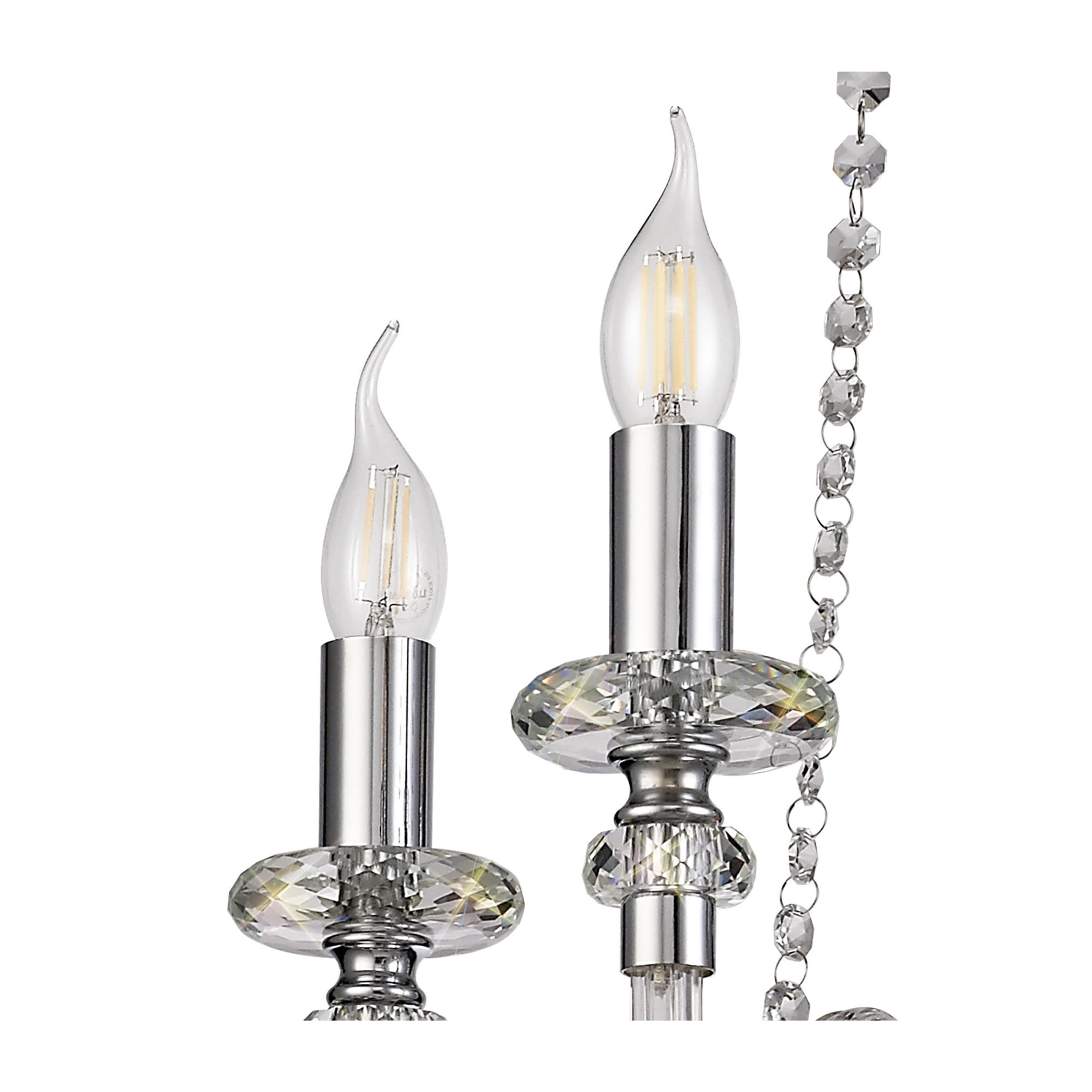 Fabula Hickman 4 Light Chandelier Pendant - Polished Chrome, Clear Glass & Crystal